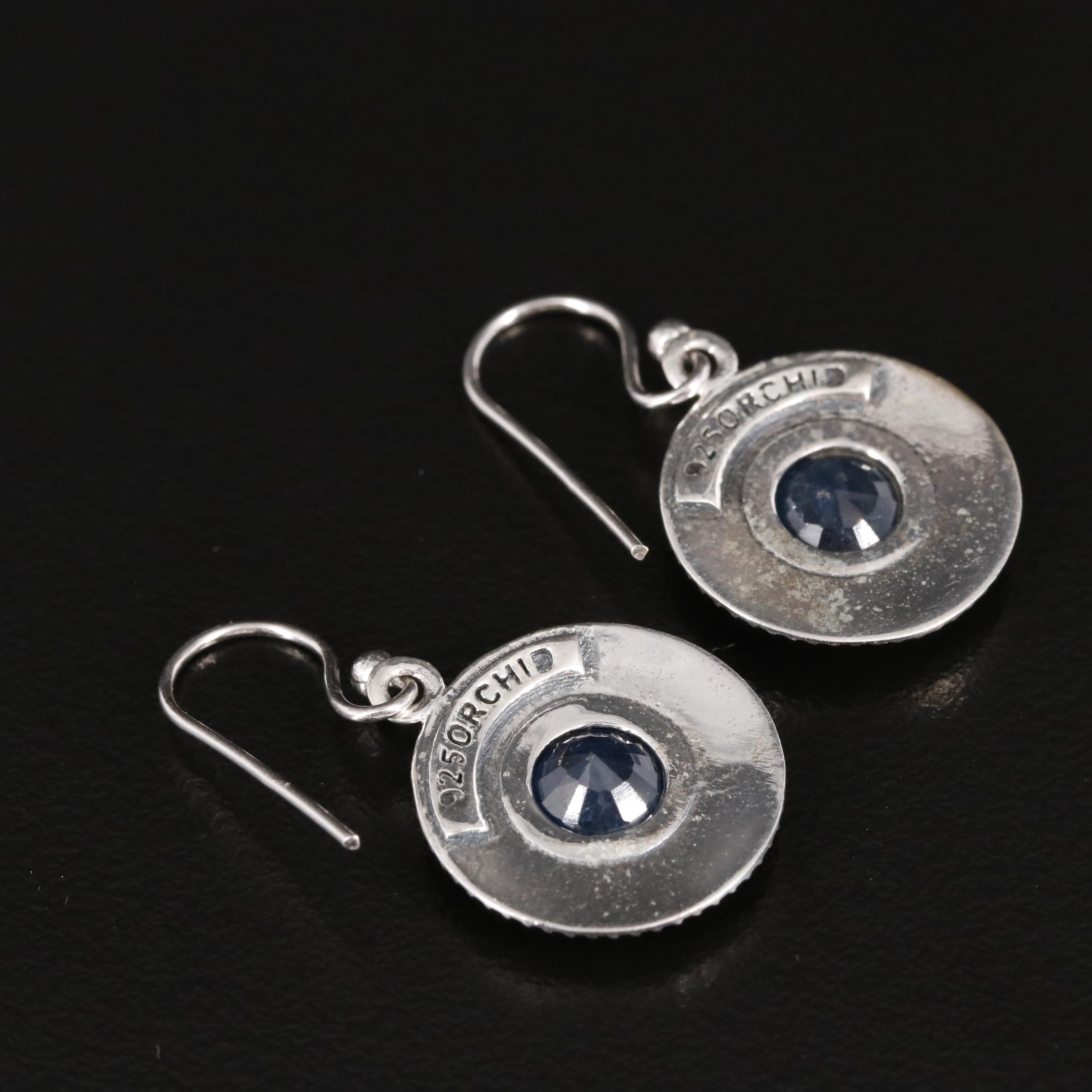 Sterling and Sapphire Drop Earrings