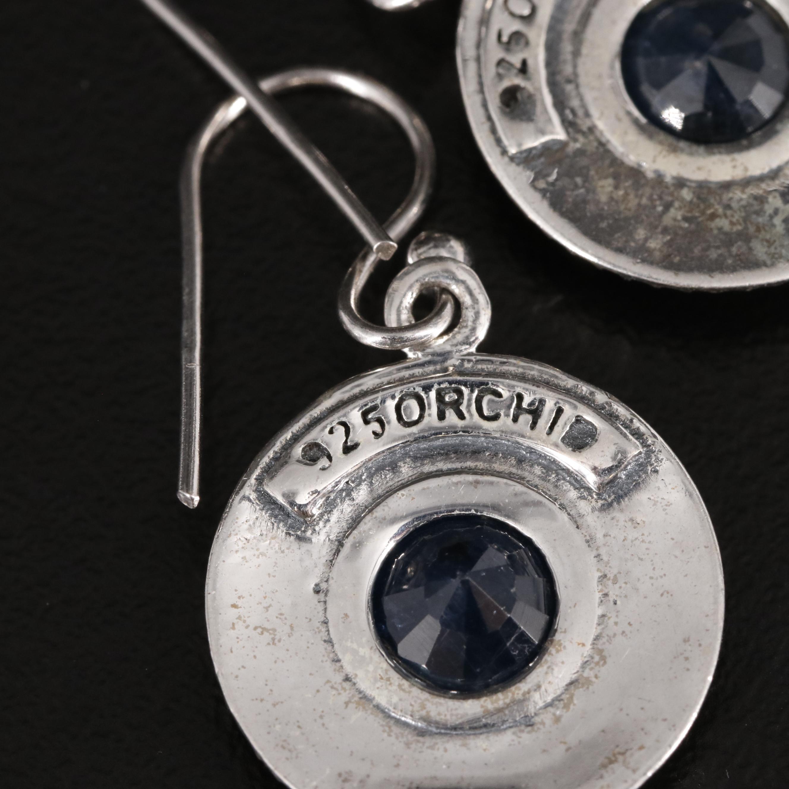 Sterling and Sapphire Drop Earrings
