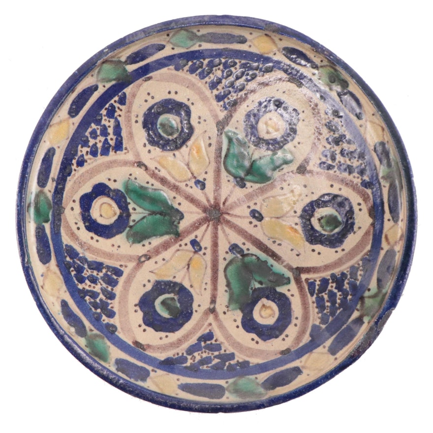 Azeri Painted Stoneware Pottery Dish, Azerbaijan