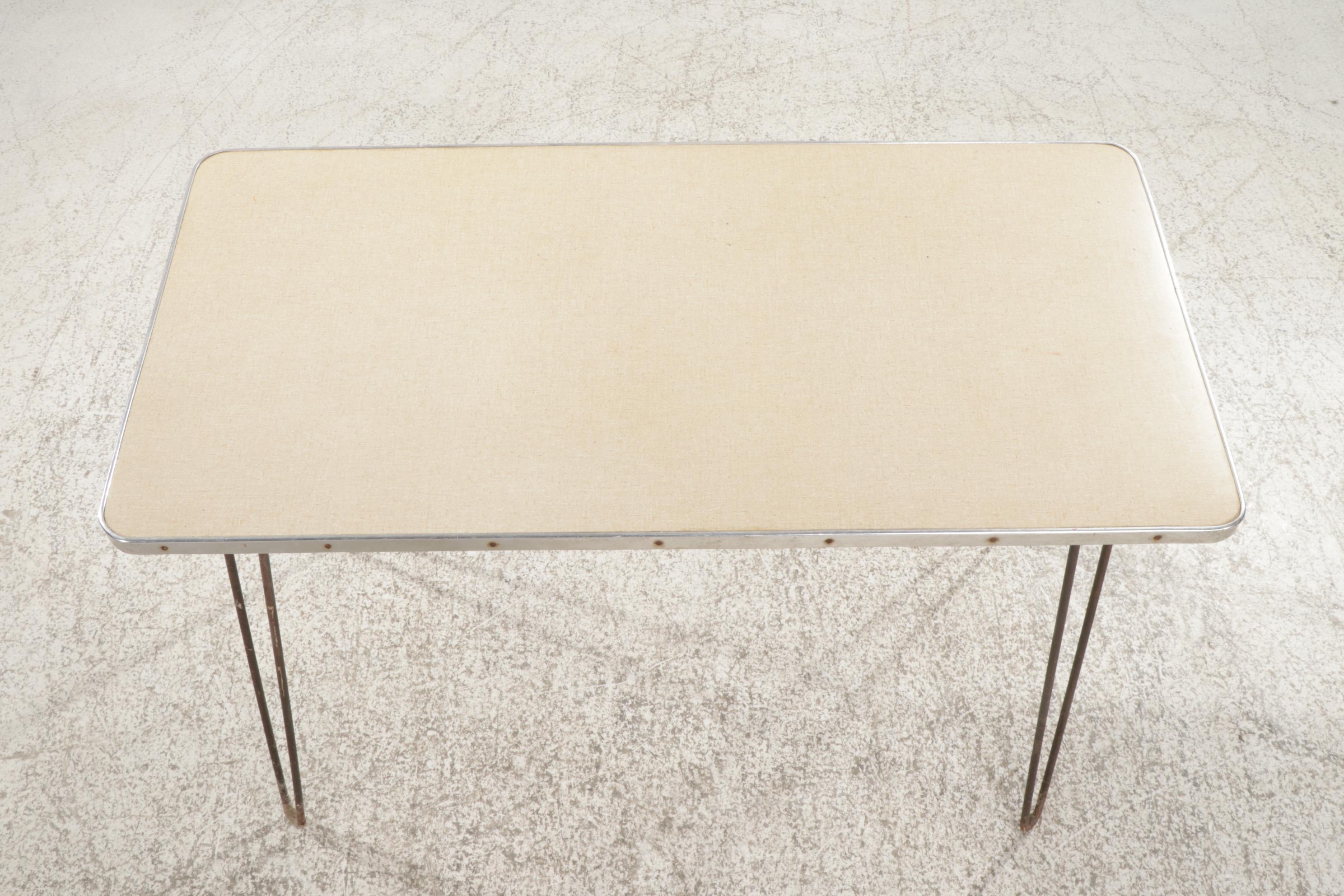 Mid Century Modern Laminate-Top Table with Hairpin Legs