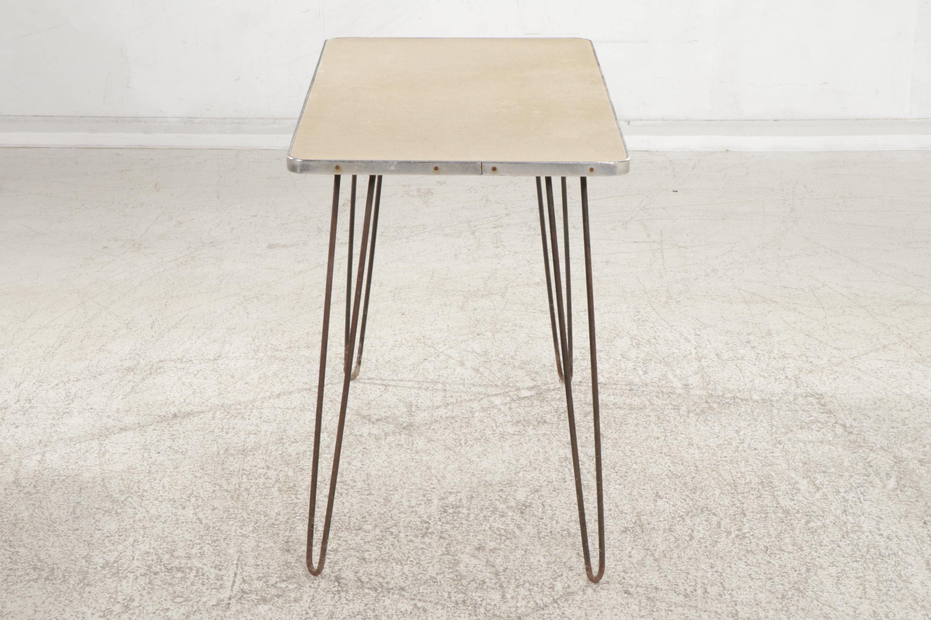 Mid Century Modern Laminate-Top Table with Hairpin Legs