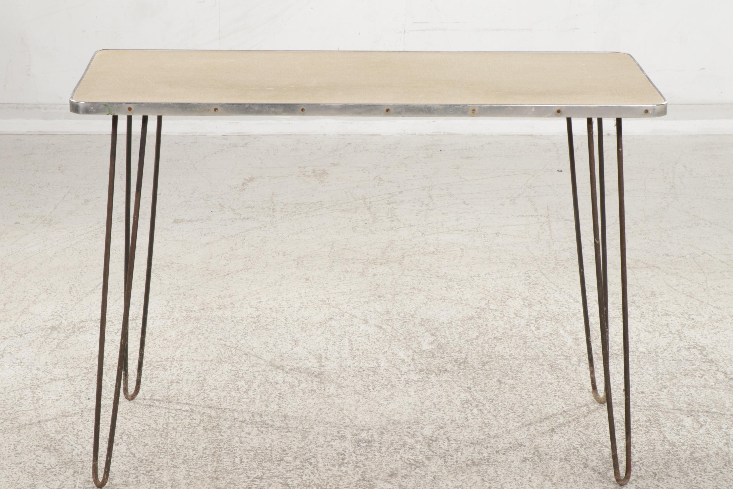 Mid Century Modern Laminate-Top Table with Hairpin Legs