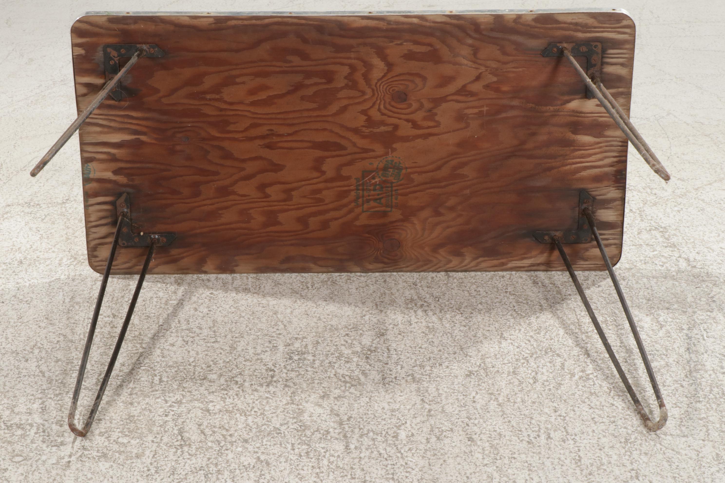 Mid Century Modern Laminate-Top Table with Hairpin Legs