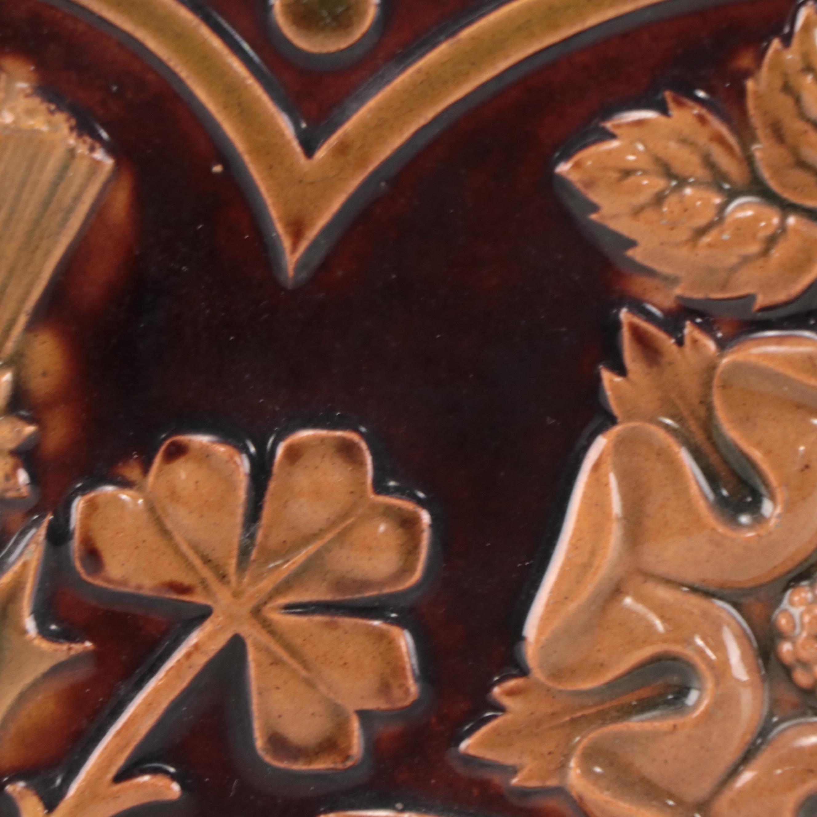 Campbell Pottery Glazed Earthenware Tile of Tudor Rose, Circa 1920