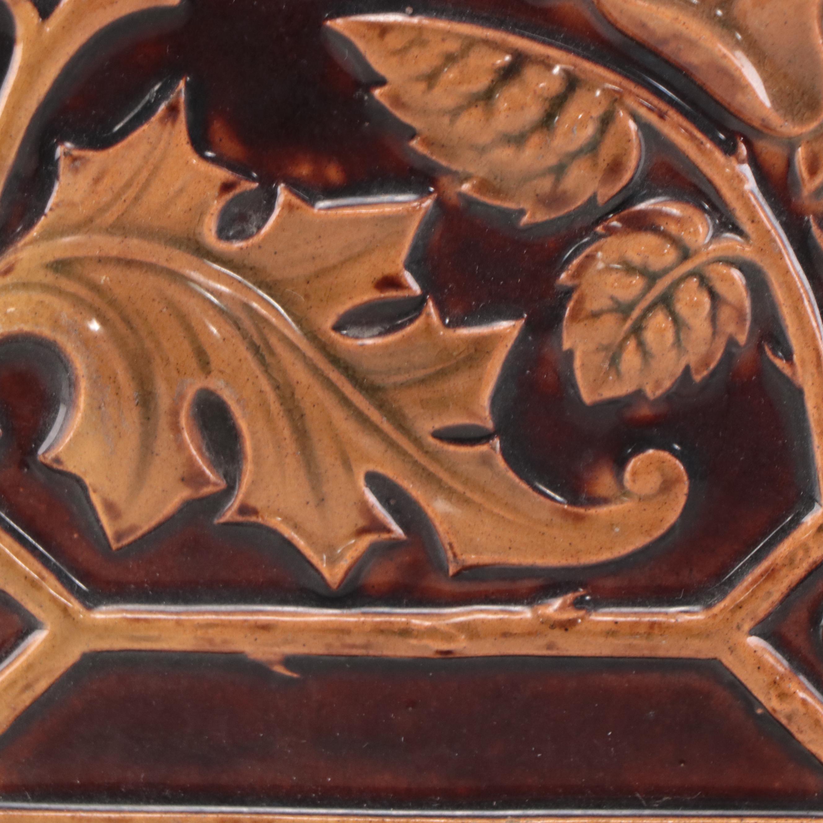 Campbell Pottery Glazed Earthenware Tile of Tudor Rose, Circa 1920