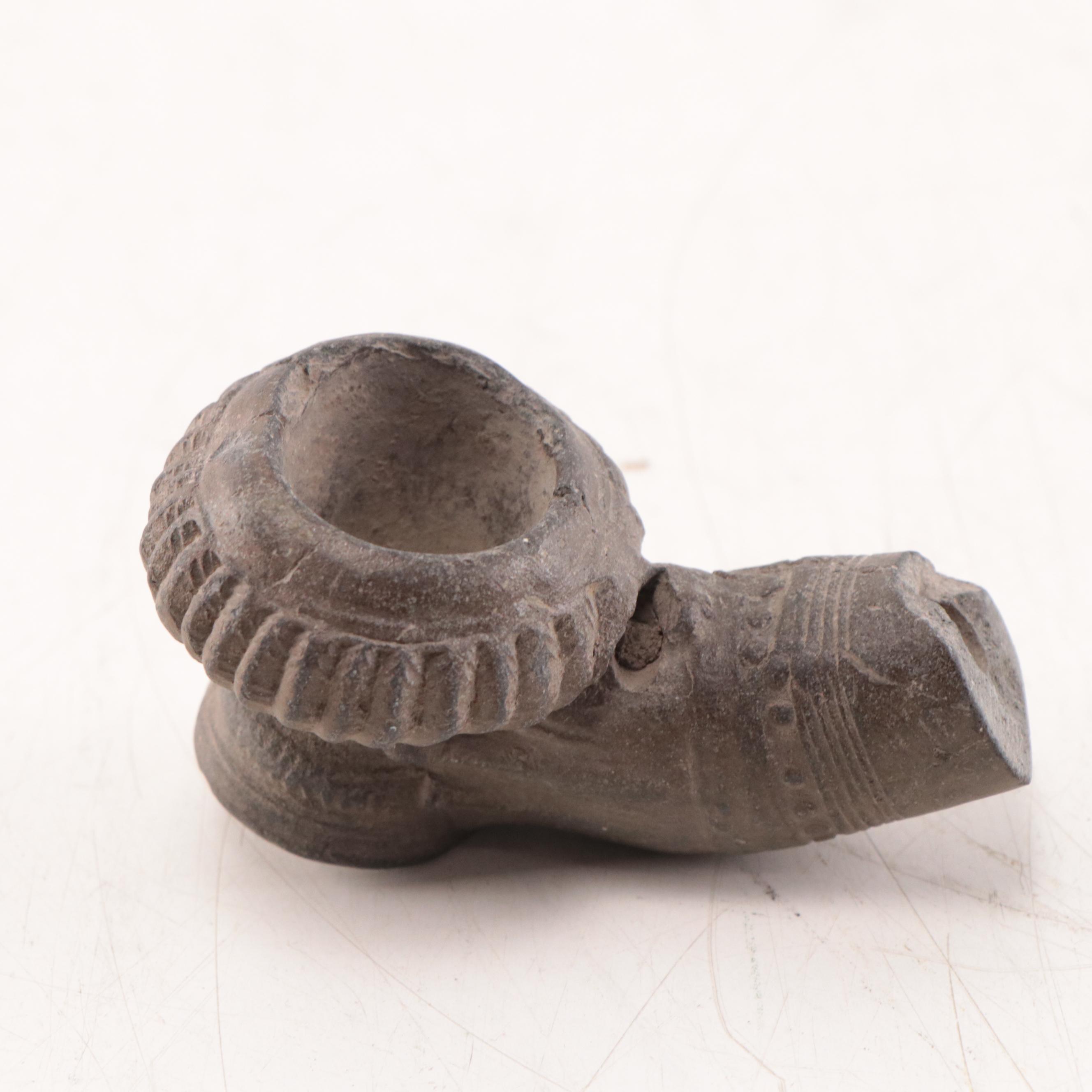 Laotian Khmer Stoneware Pipe Bowls, Circa 1300