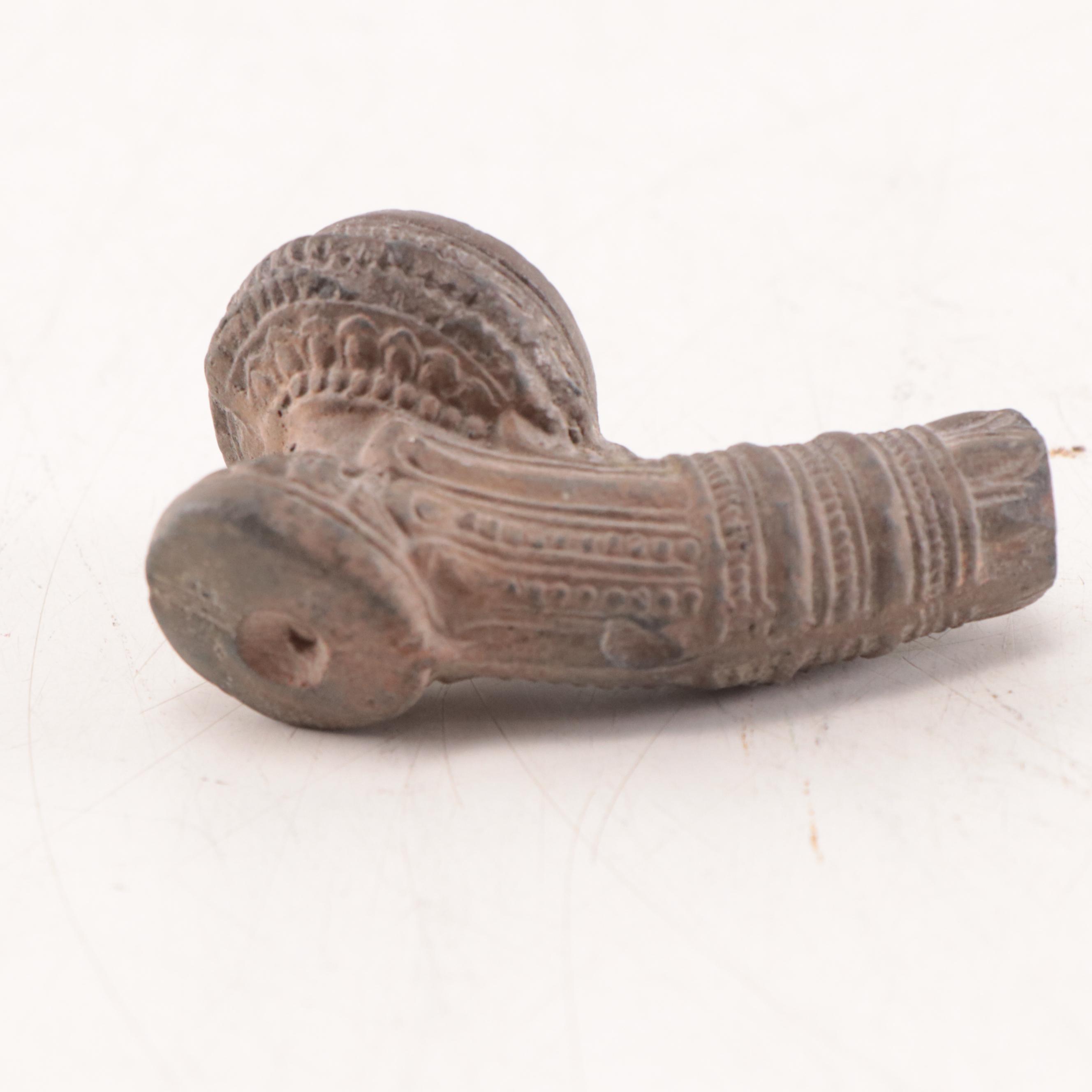 Laotian Khmer Stoneware Pipe Bowls, Circa 1300