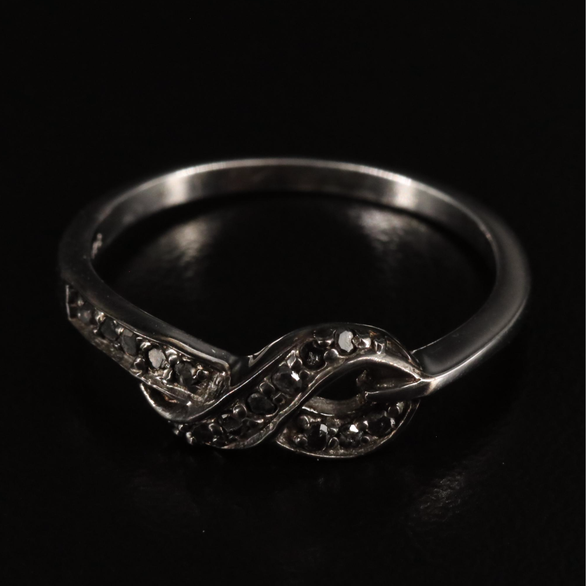 Sterling and Diamond Knotted Ring