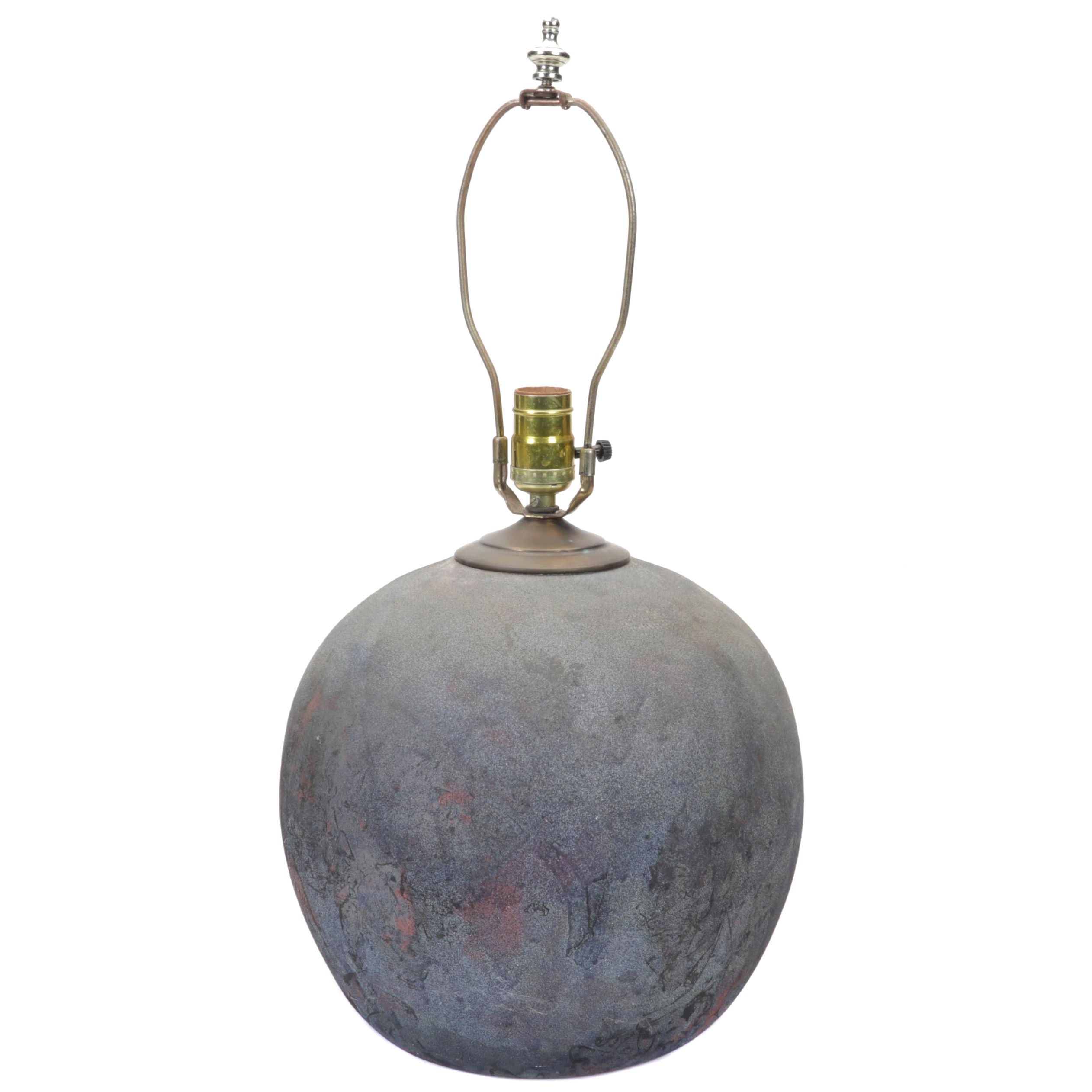 Raku-Fired Ceramic Table Lamp, Late 20th Century