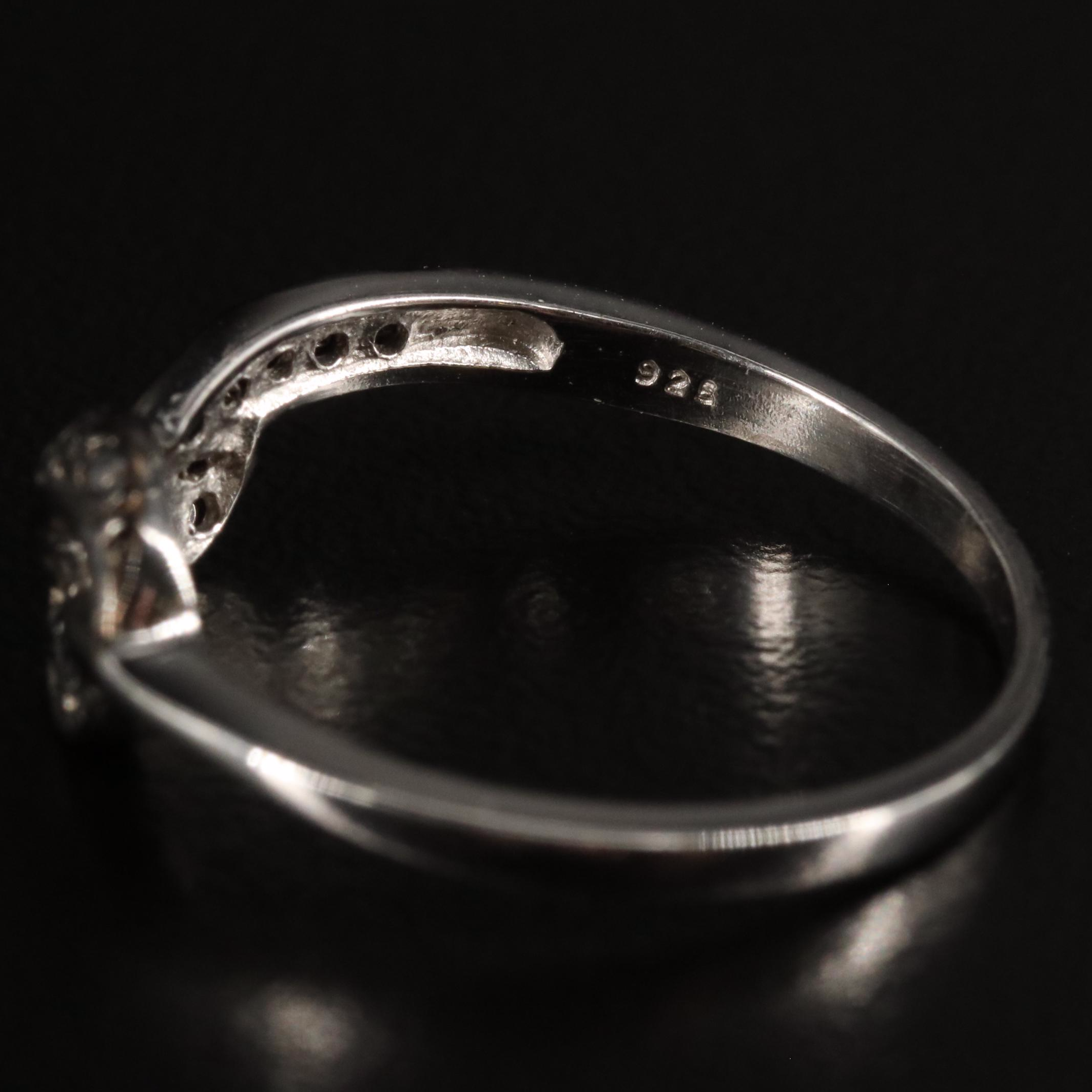 Sterling and Diamond Knotted Ring