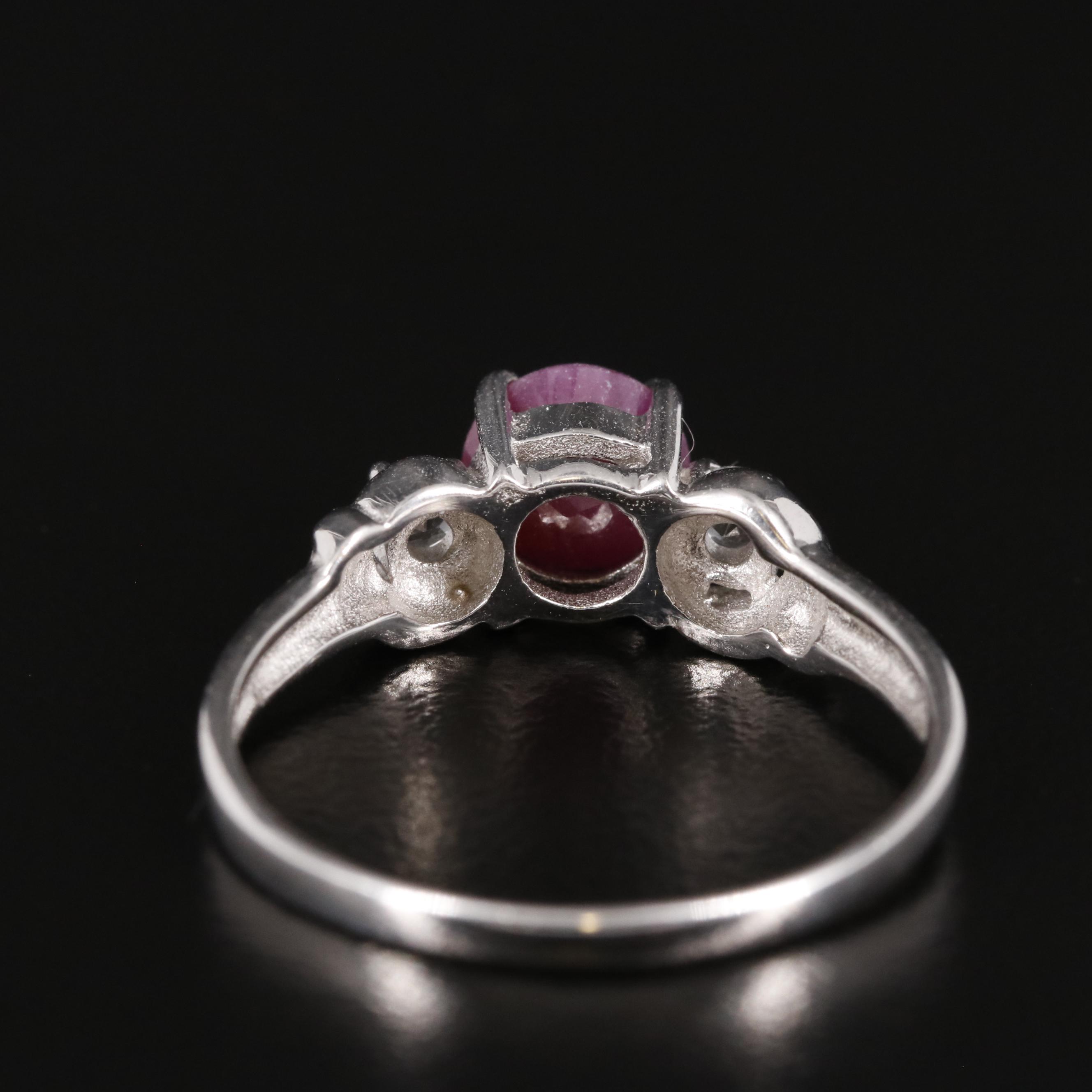 Sterling Ruby and White Topaz Ring