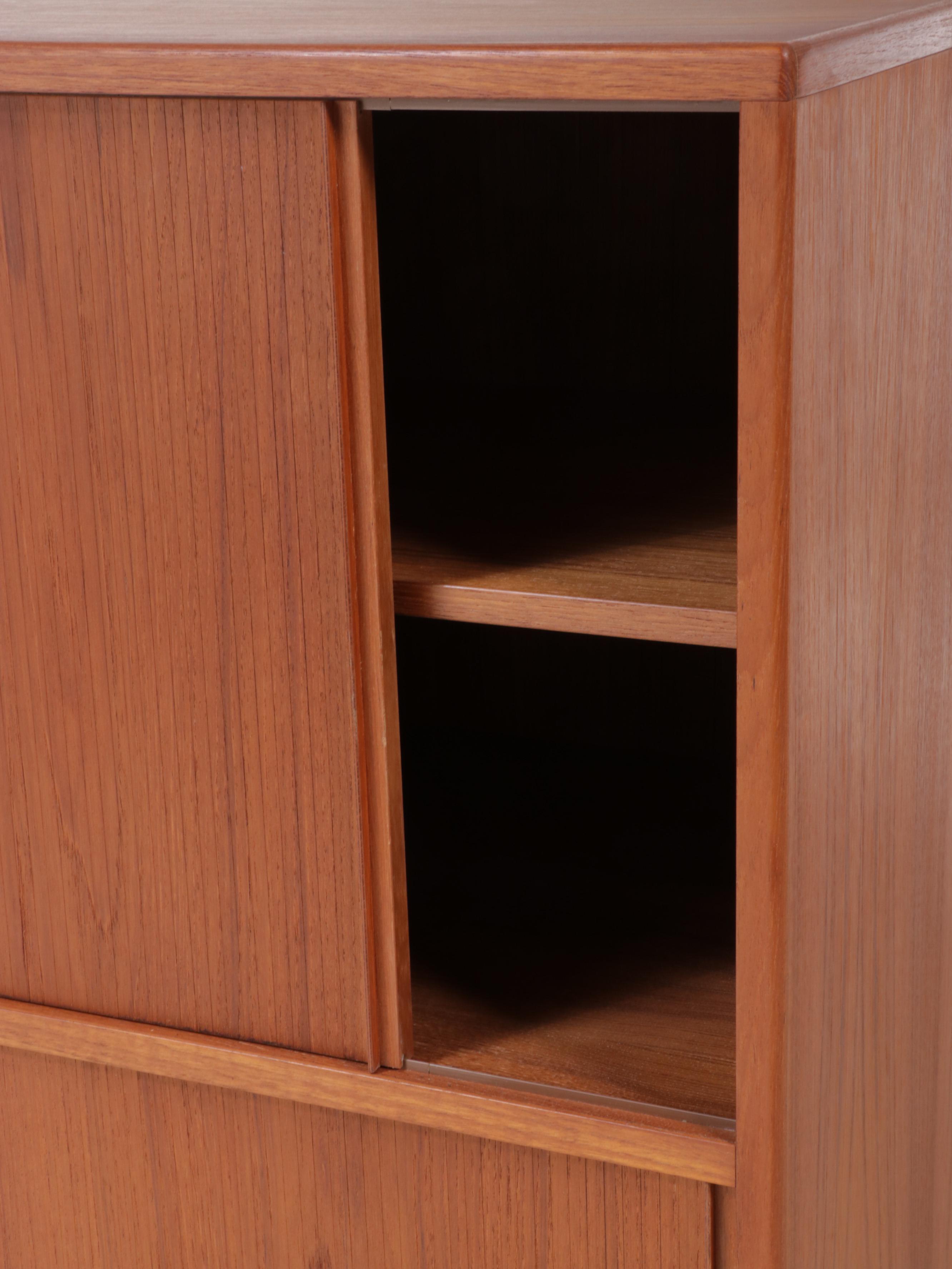 Danish Modern Teak Tambour-Door Clothes Press, 1970s