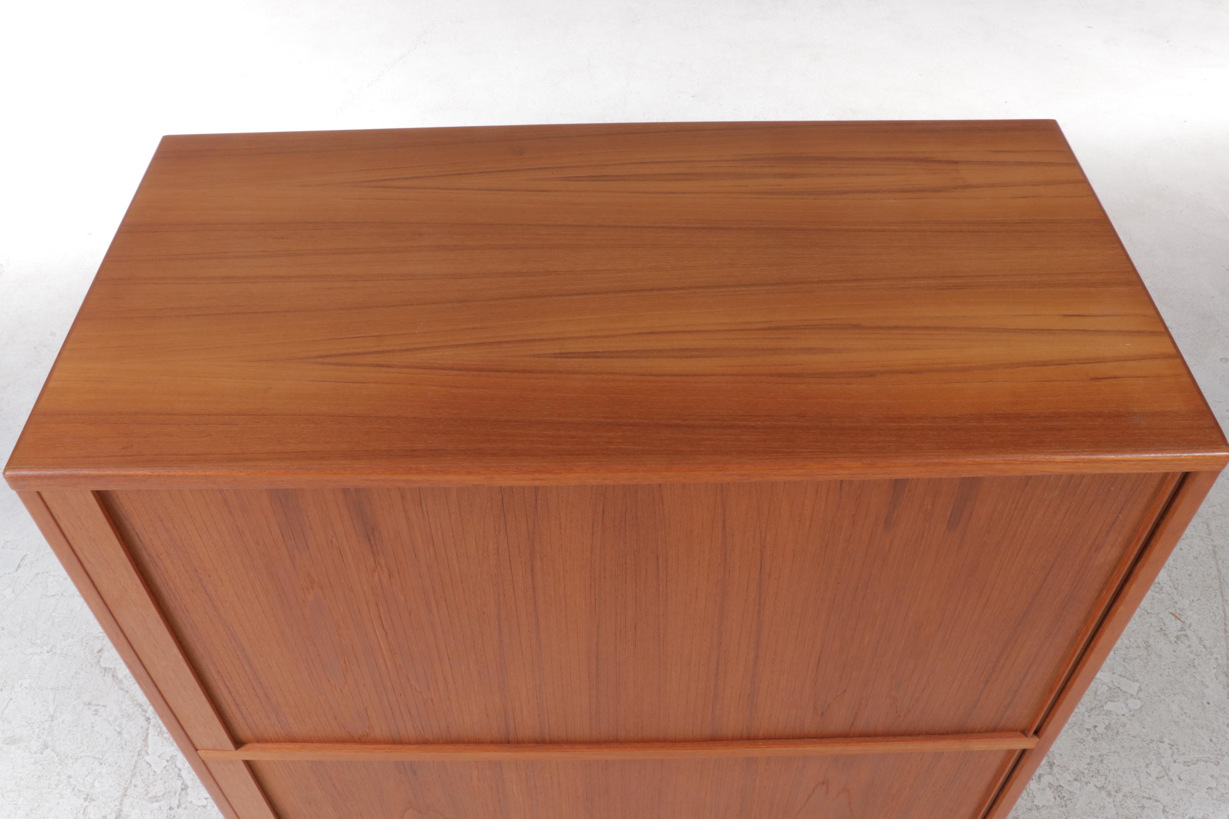 Danish Modern Teak Tambour-Door Clothes Press, 1970s