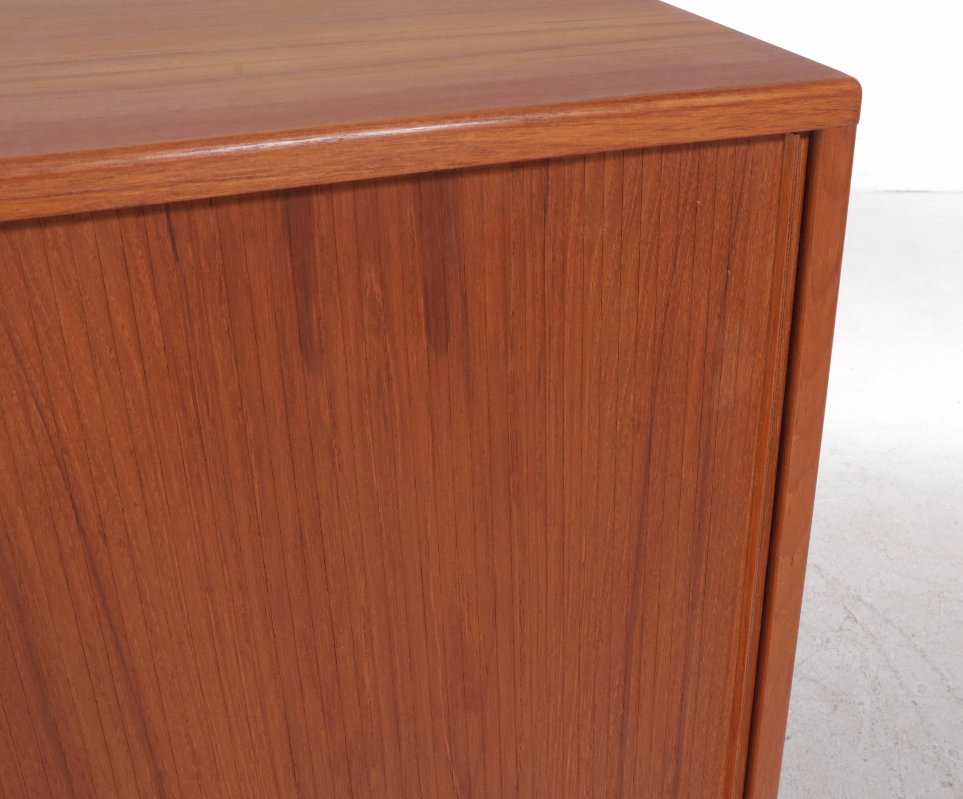 Danish Modern Teak Tambour-Door Clothes Press, 1970s