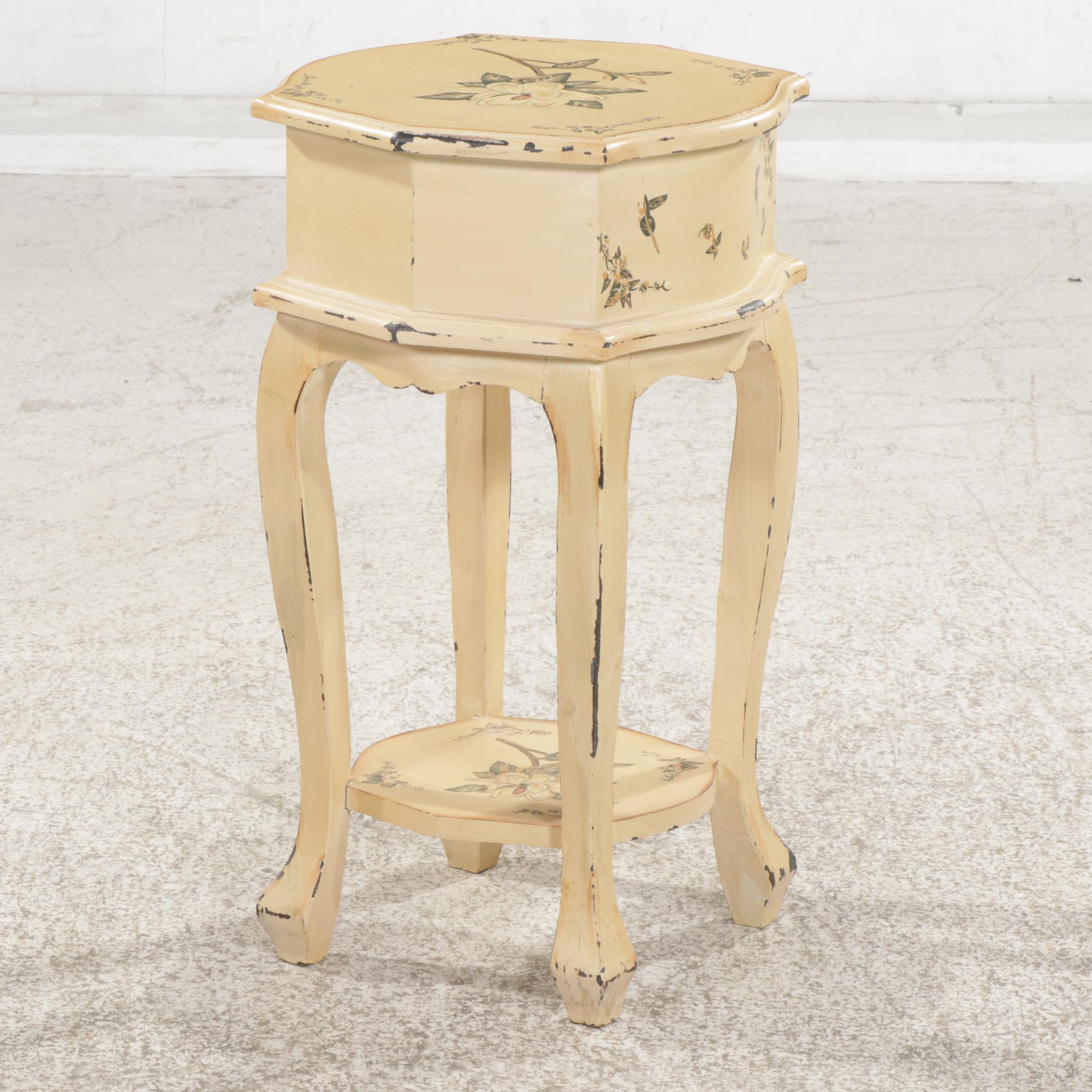 Paint Decorated Single-Drawer Tiered Stand