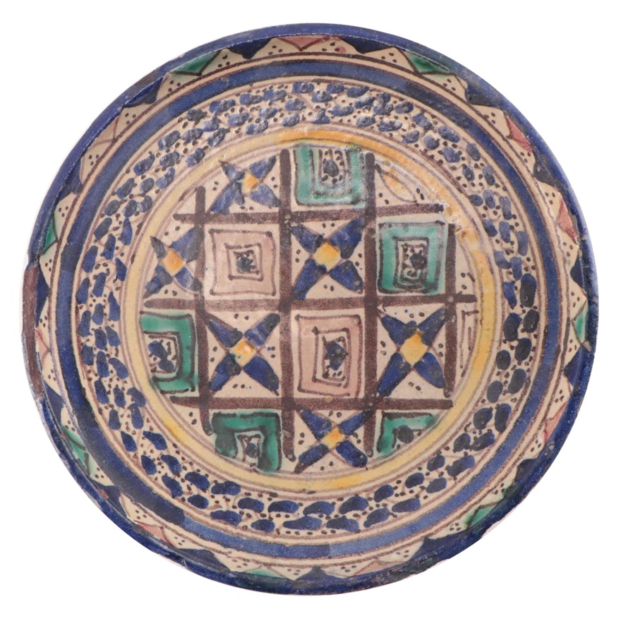 Azeri Painted Stoneware Pottery Dish, Azerbaijan