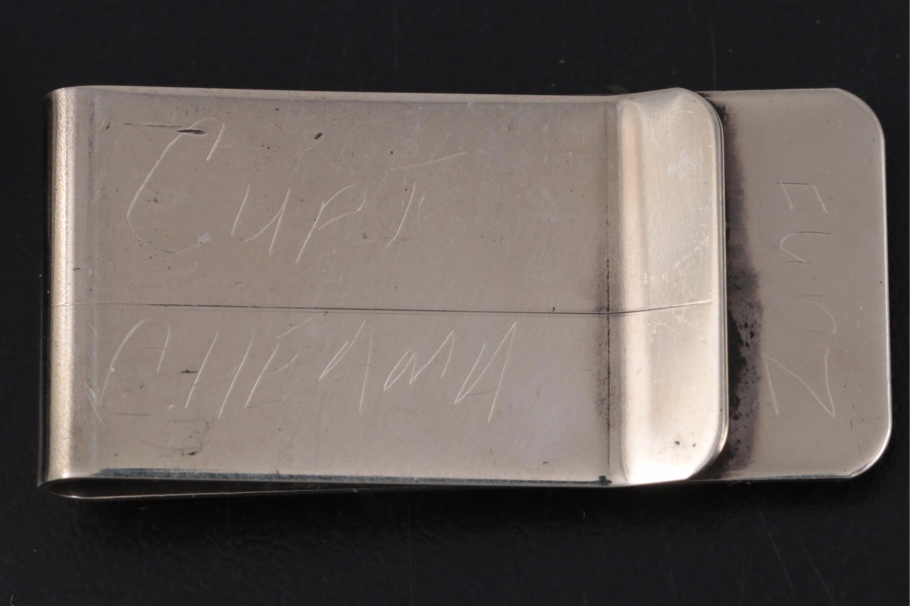 Signed Turquoise, Coral, and Mother-of-Pearl Southwestern Money Clips