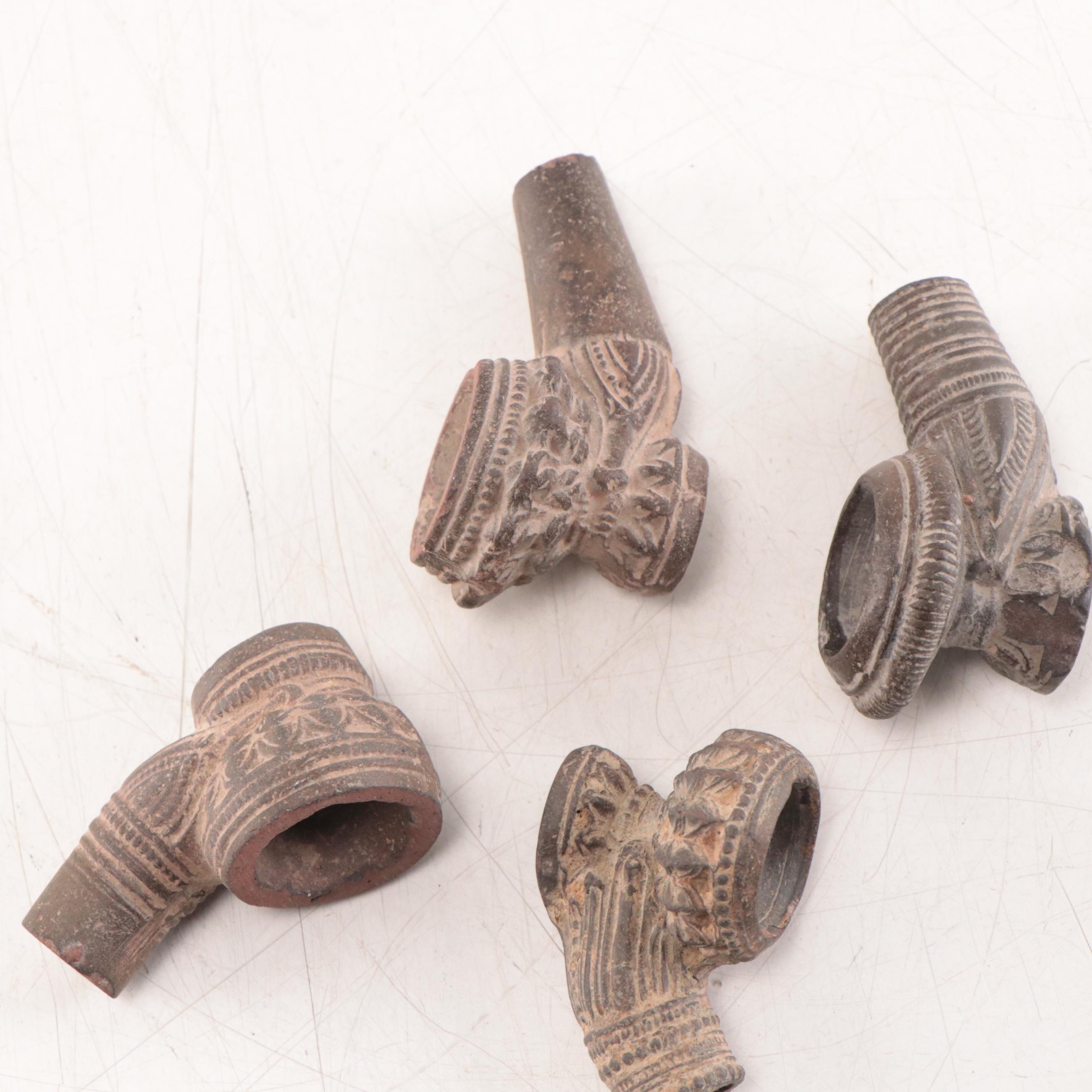 Laotian Khmer Stoneware Pipe Bowls, Circa 1300