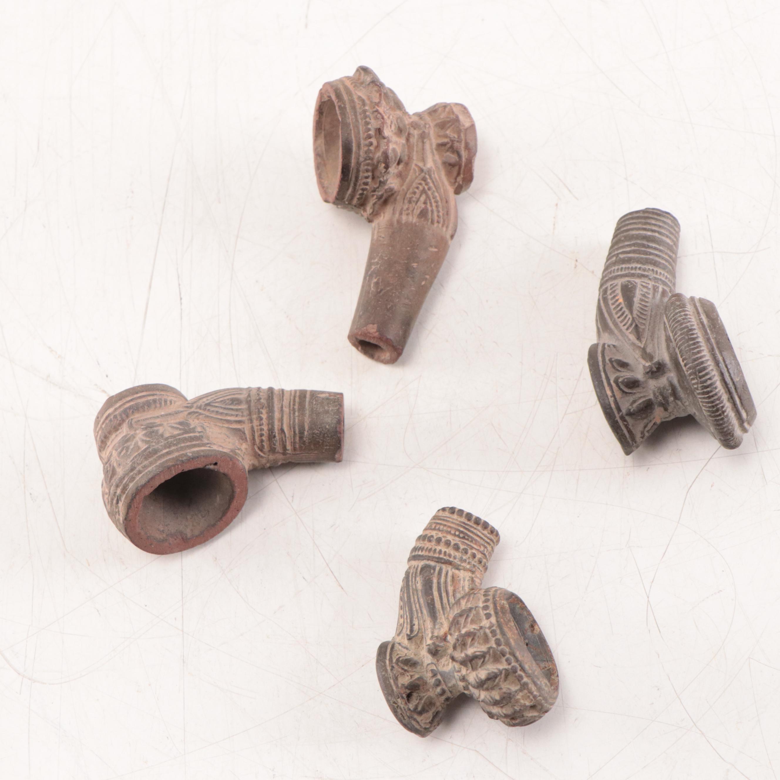 Laotian Khmer Stoneware Pipe Bowls, Circa 1300
