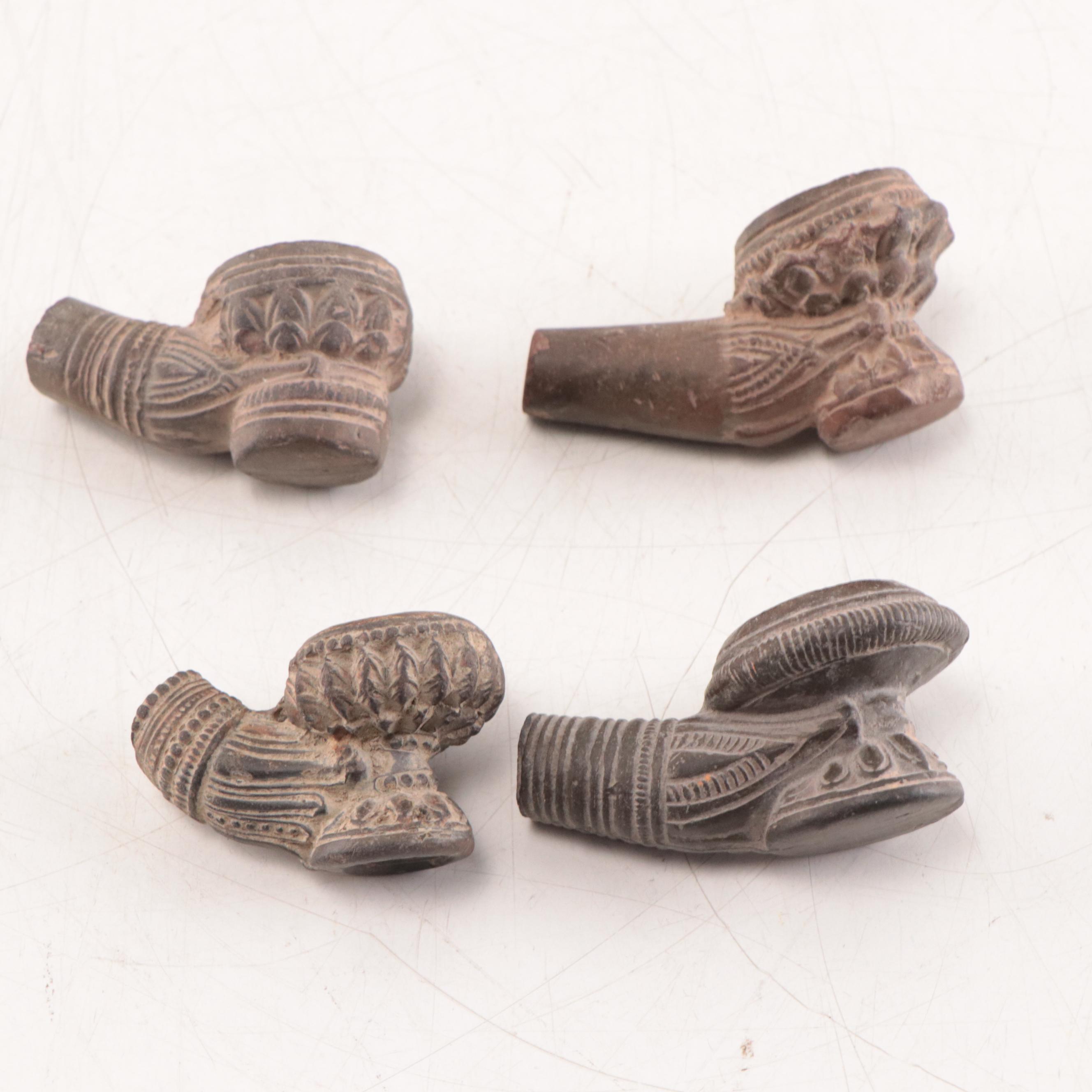 Laotian Khmer Stoneware Pipe Bowls, Circa 1300