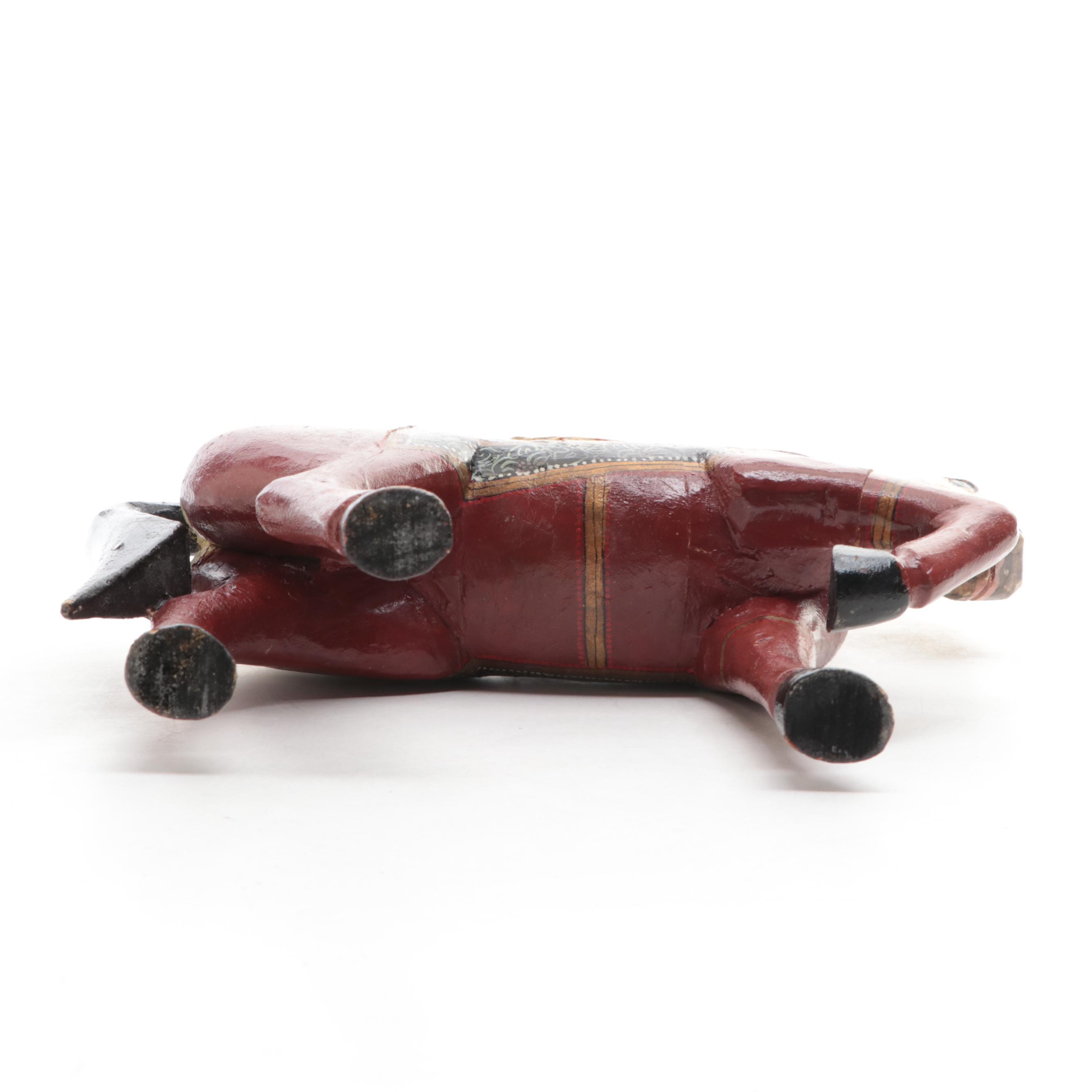 Indian Polychrome Carved Wood Ghodi Wedding Horse Figurine