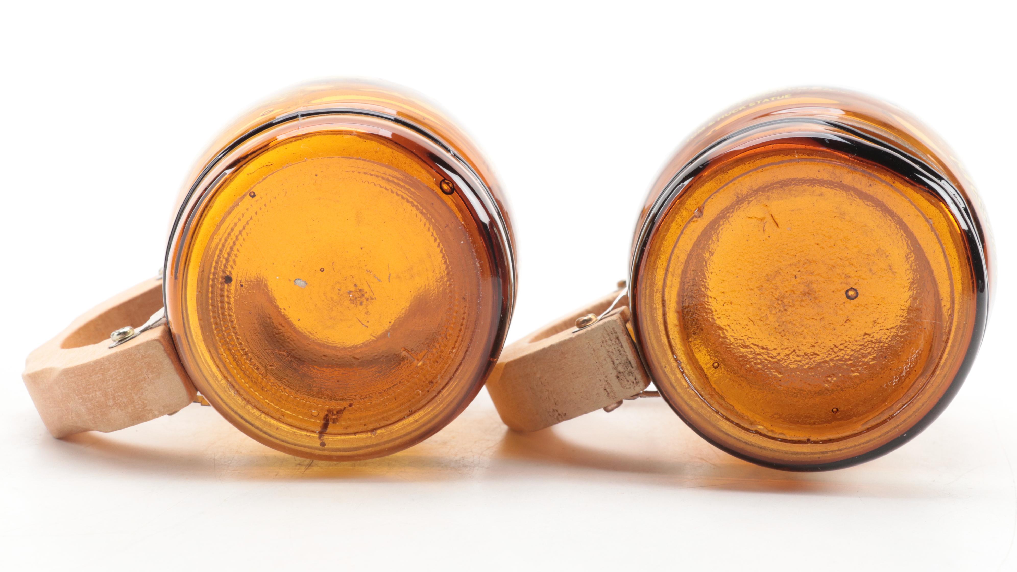 Glass Souvenir Wooden Handled Barrel Shaped Mugs and Shakers