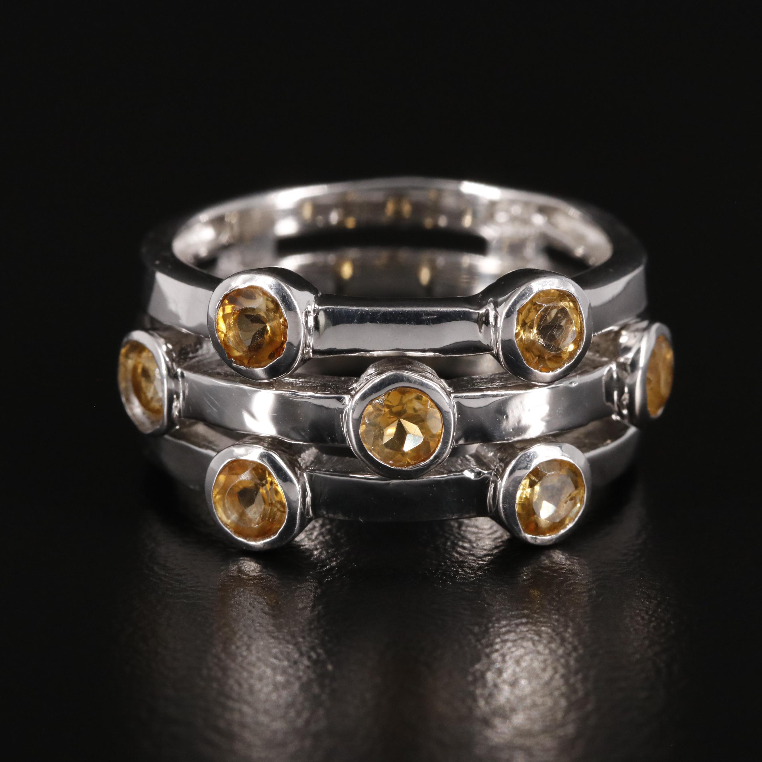 Sterling and Citrine Open Work Ring