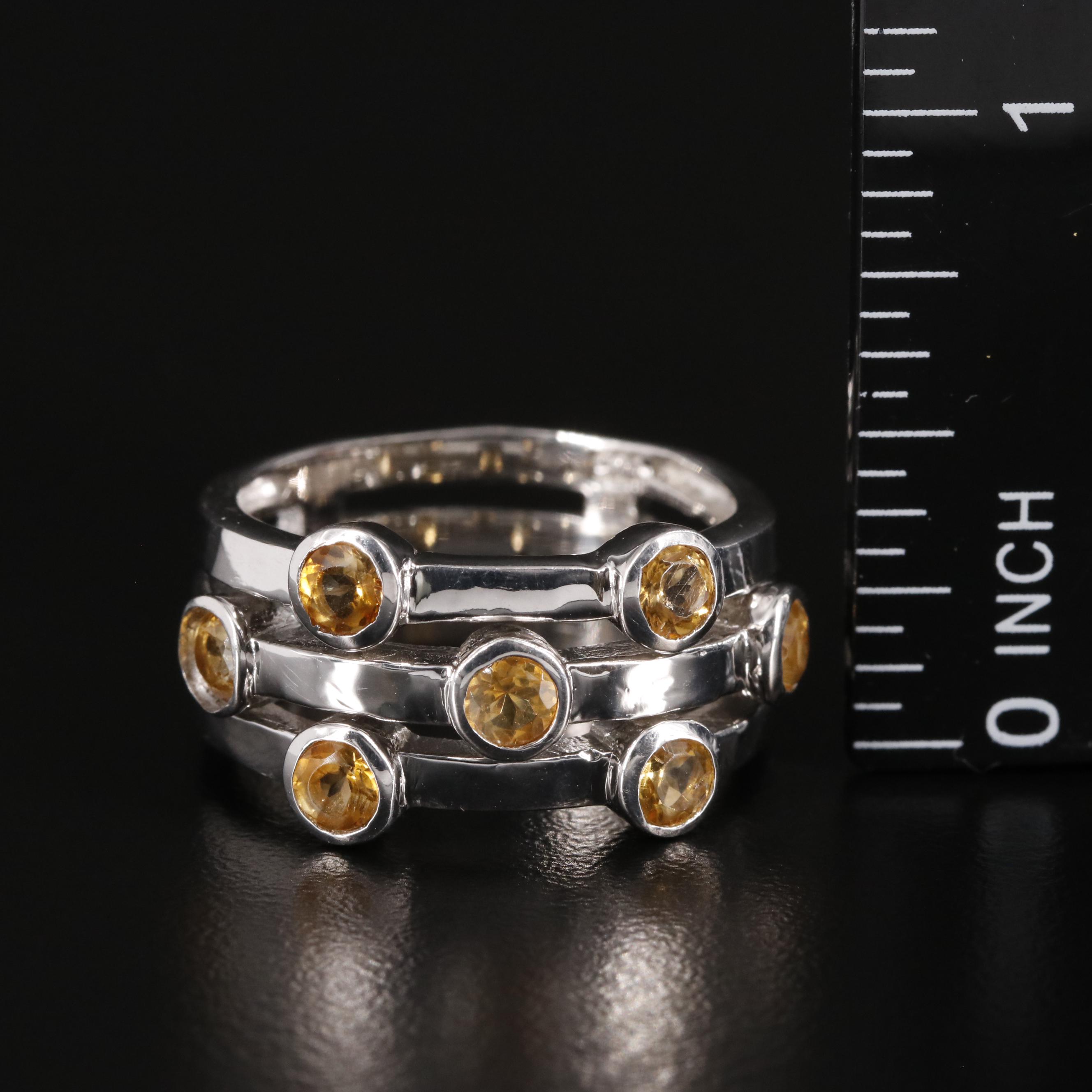 Sterling and Citrine Open Work Ring
