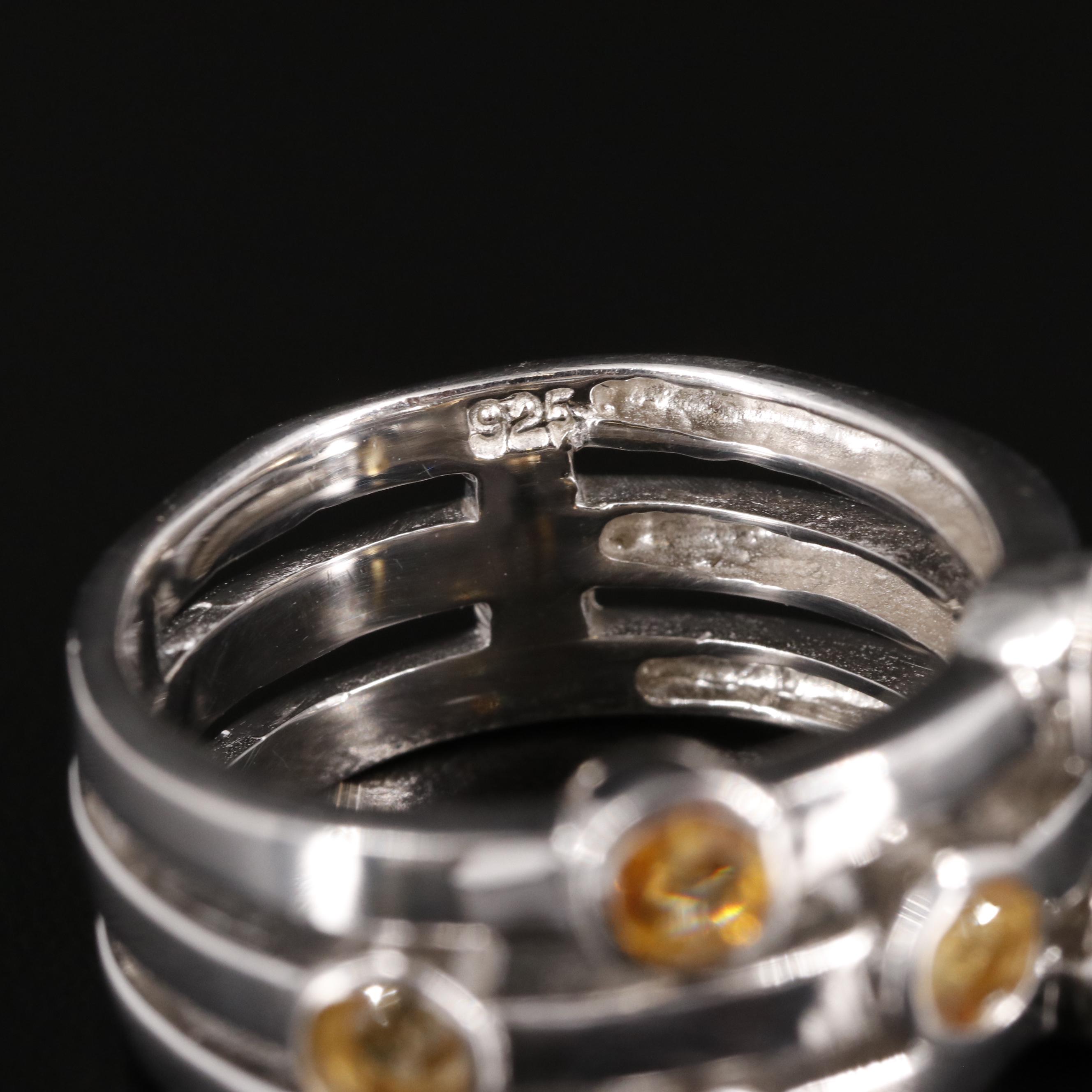 Sterling and Citrine Open Work Ring