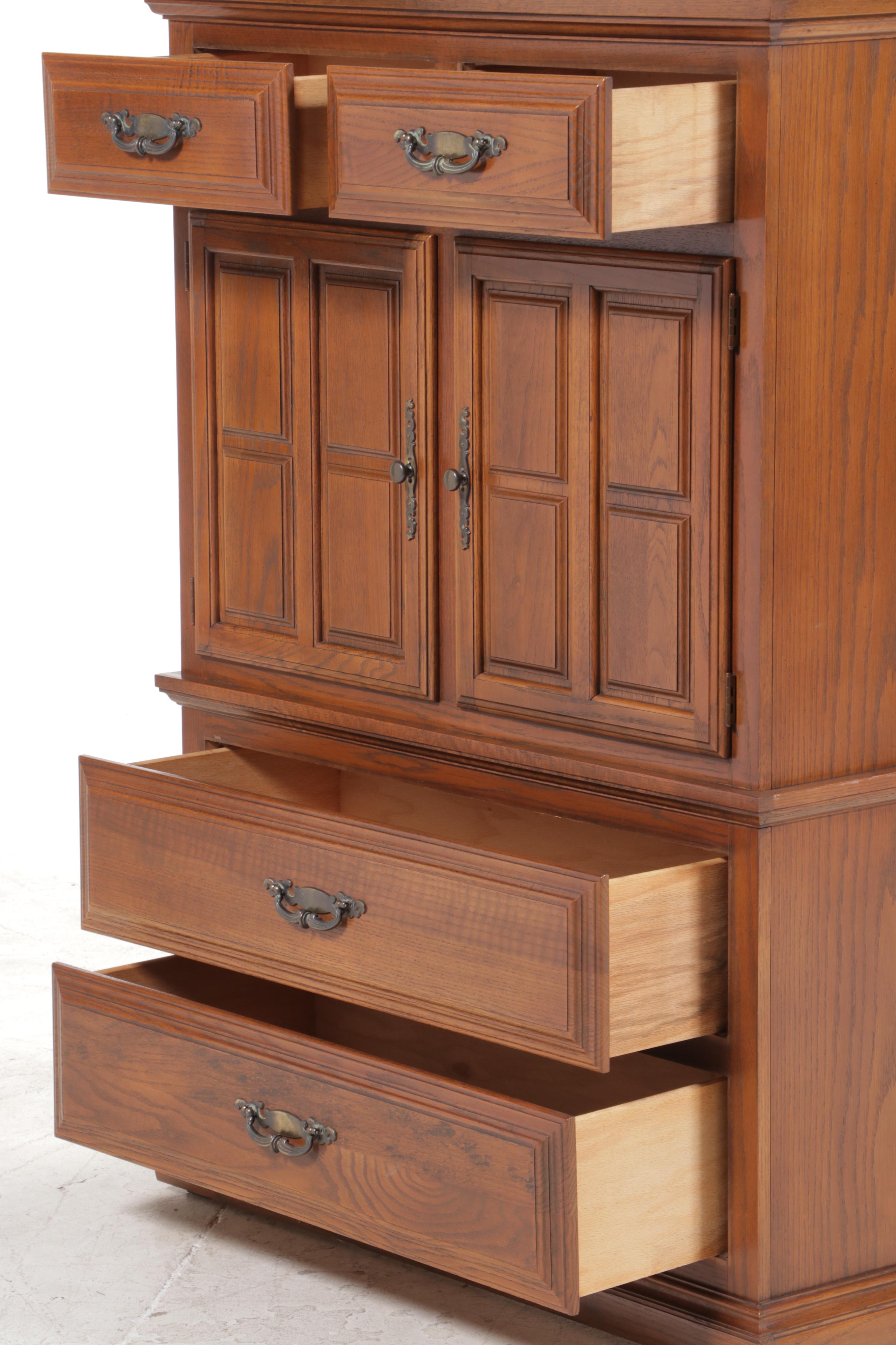 Kroehler French Provincial Style Oak Clothes Press