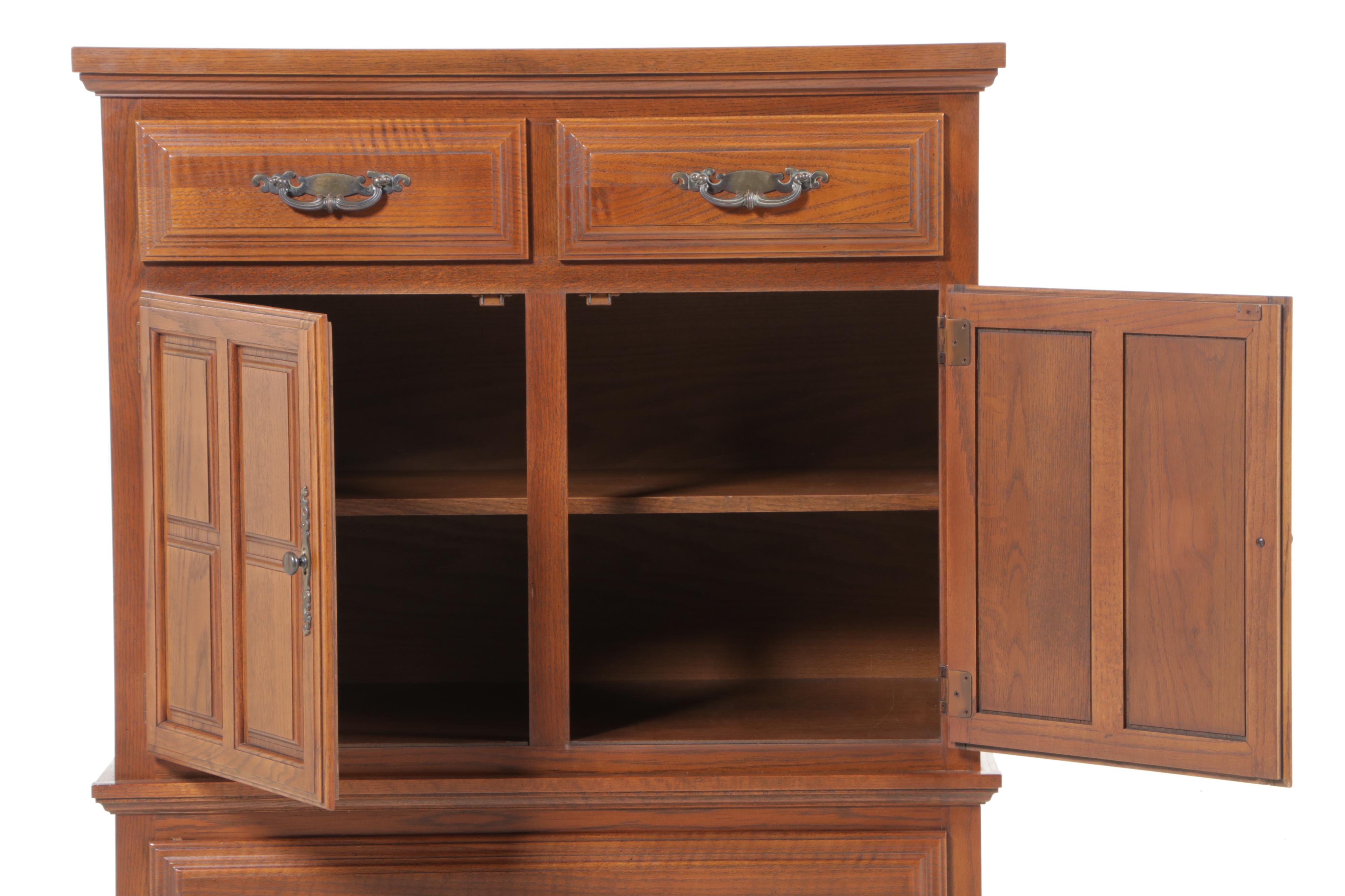 Kroehler French Provincial Style Oak Clothes Press