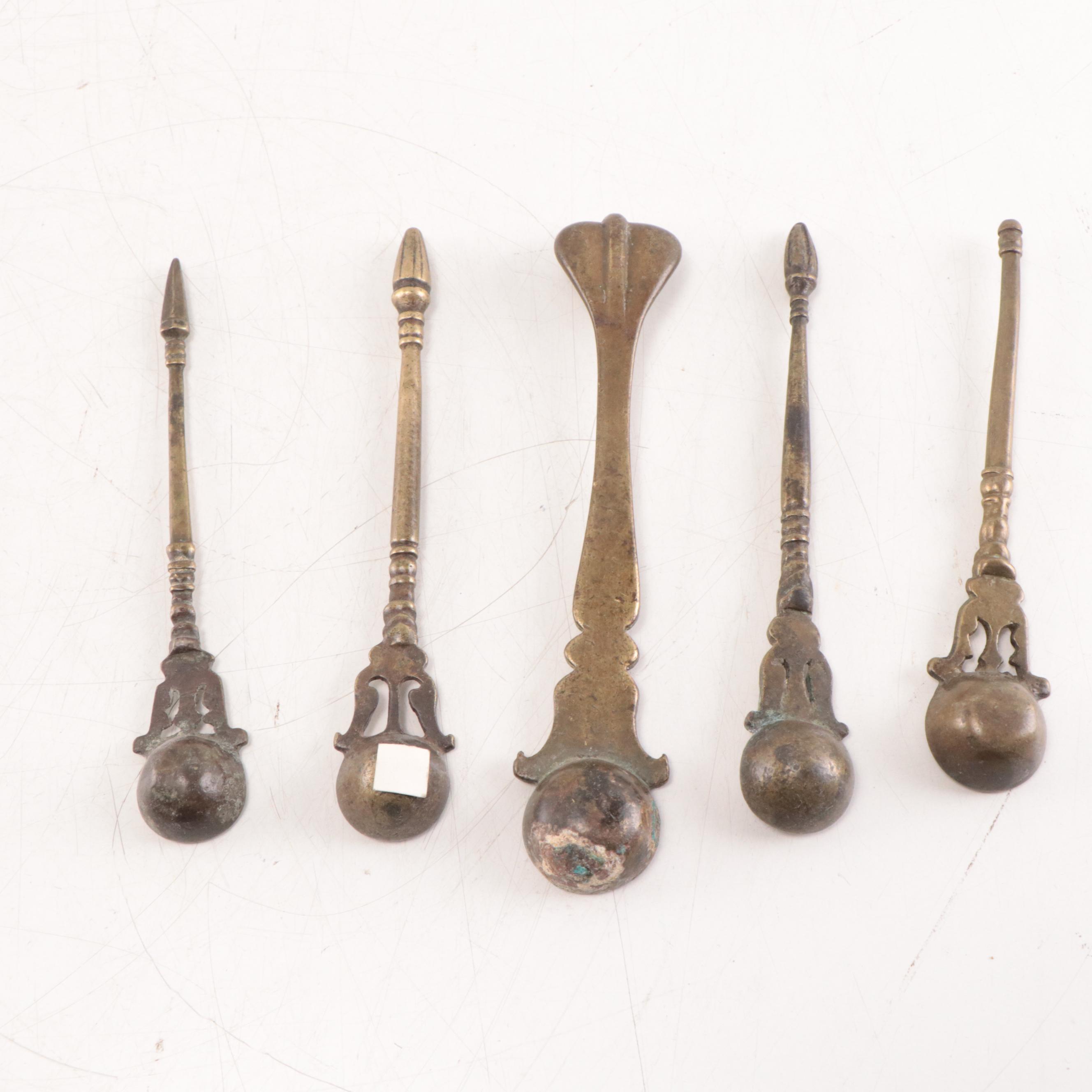 Nepalese Brass Puja Spoons, Early 20th Century