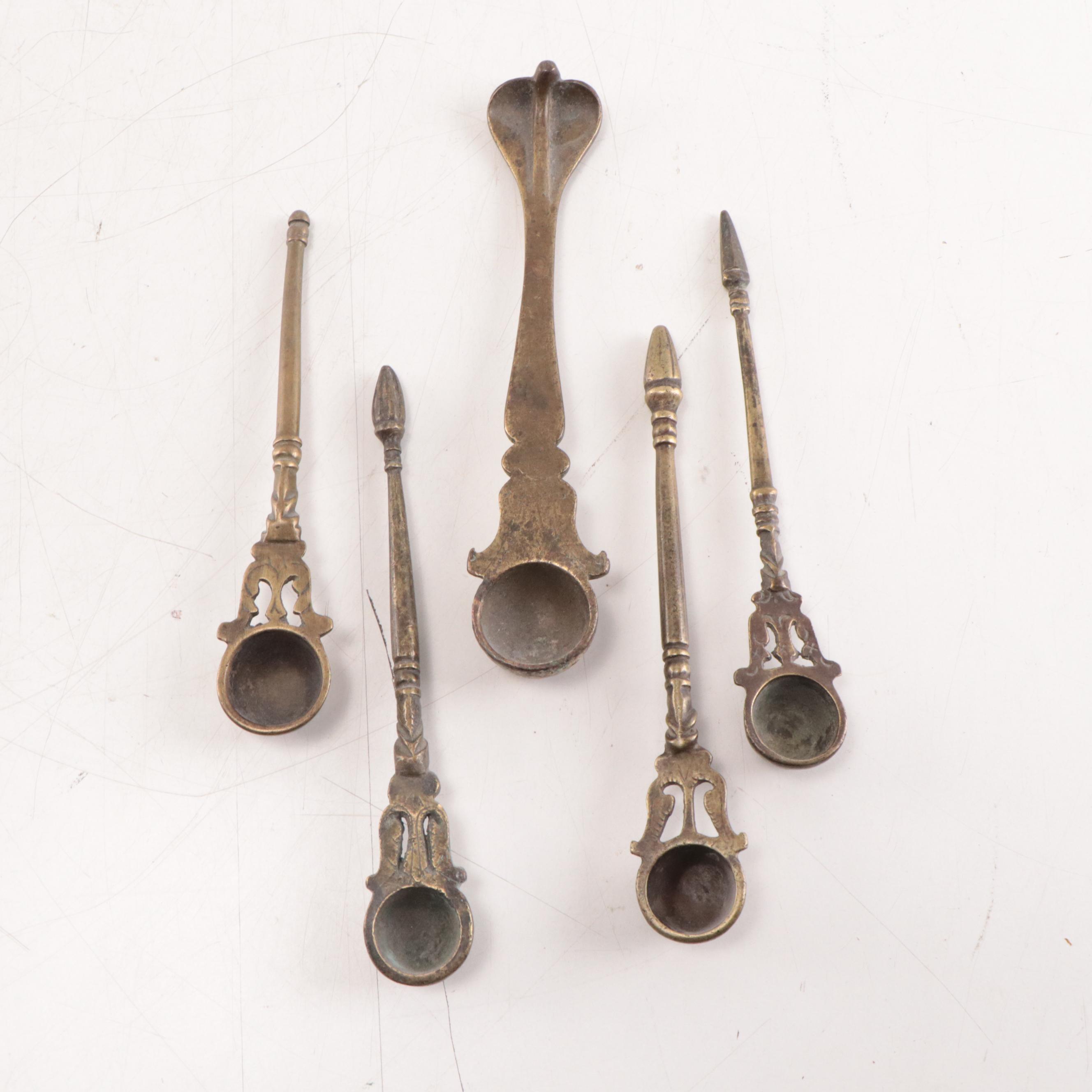 Nepalese Brass Puja Spoons, Early 20th Century
