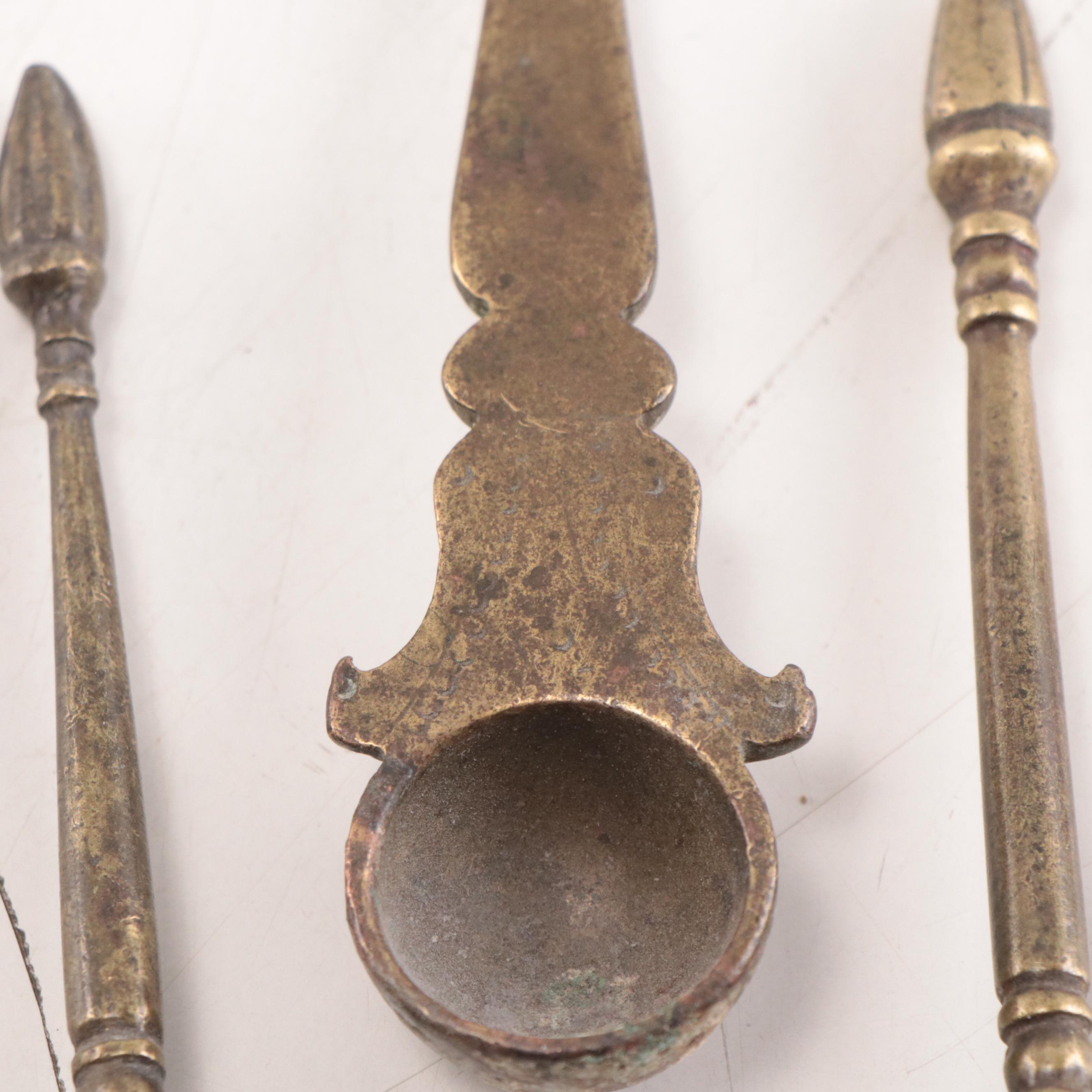 Nepalese Brass Puja Spoons, Early 20th Century