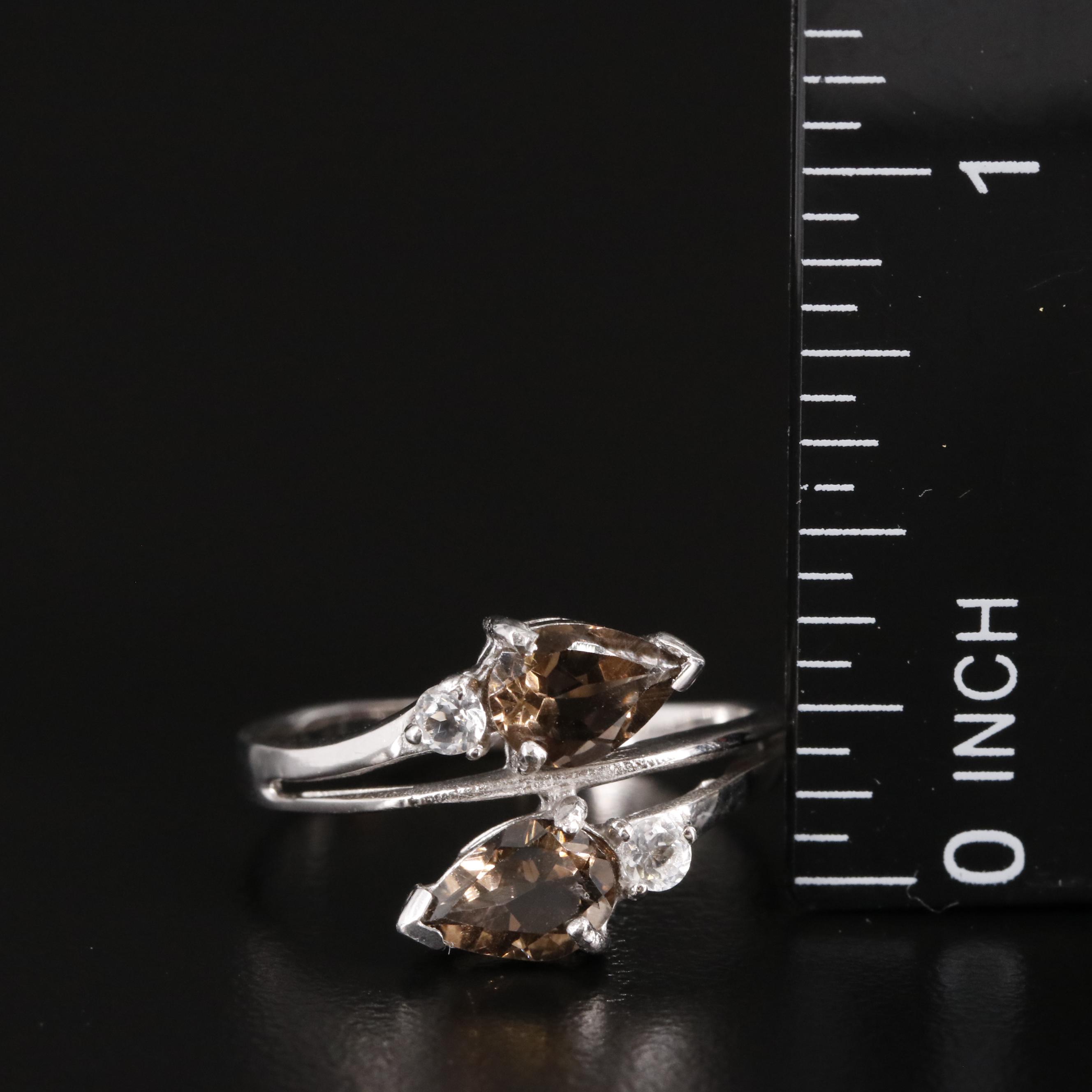 Sterling Smoky Quartz and White Topaz Ring