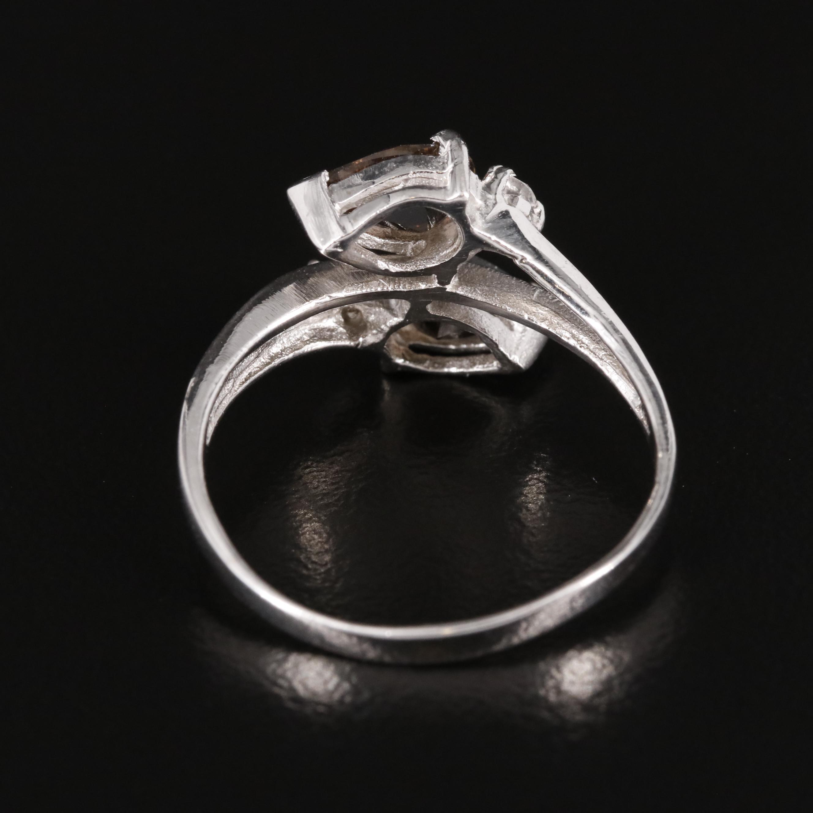 Sterling Smoky Quartz and White Topaz Ring