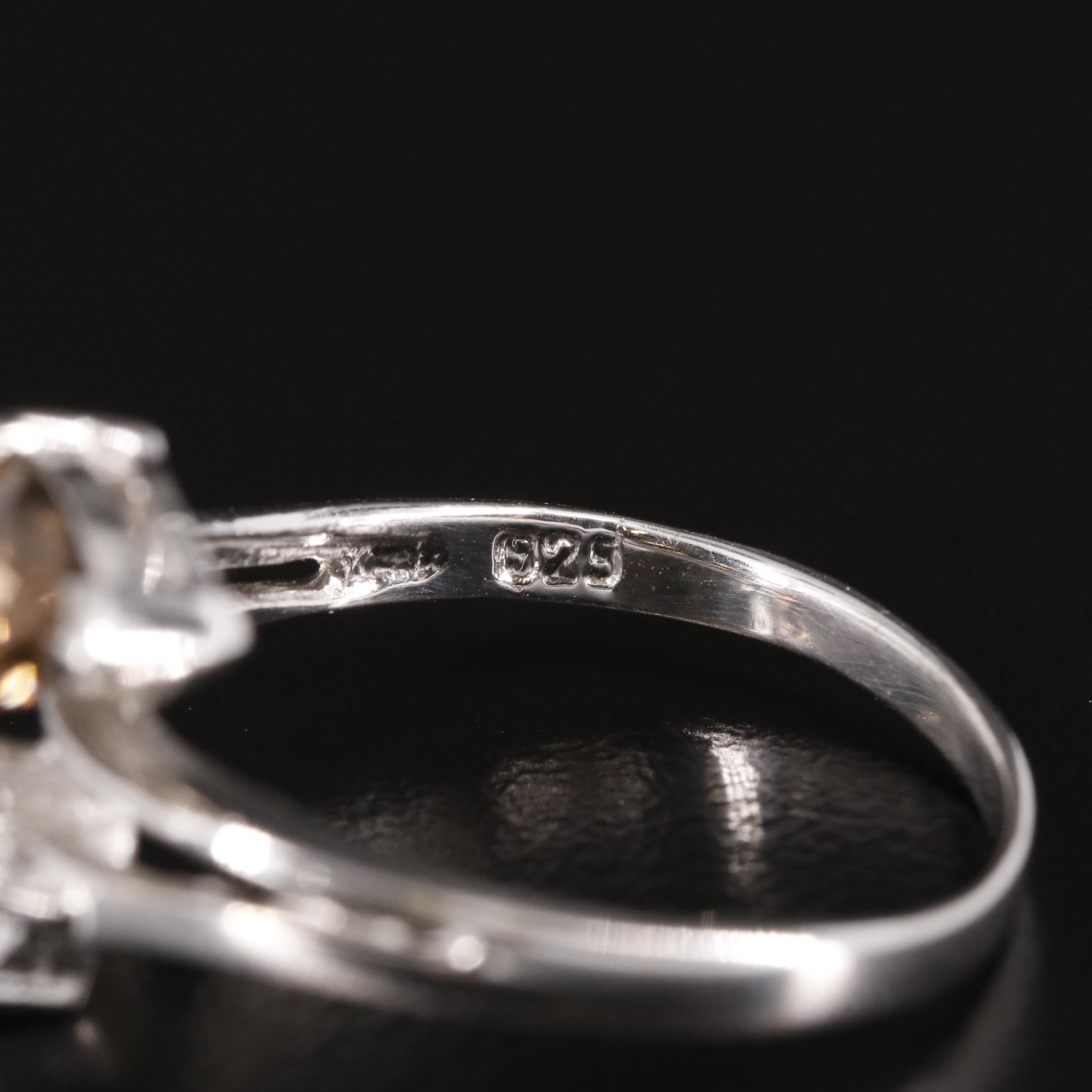 Sterling Smoky Quartz and White Topaz Ring