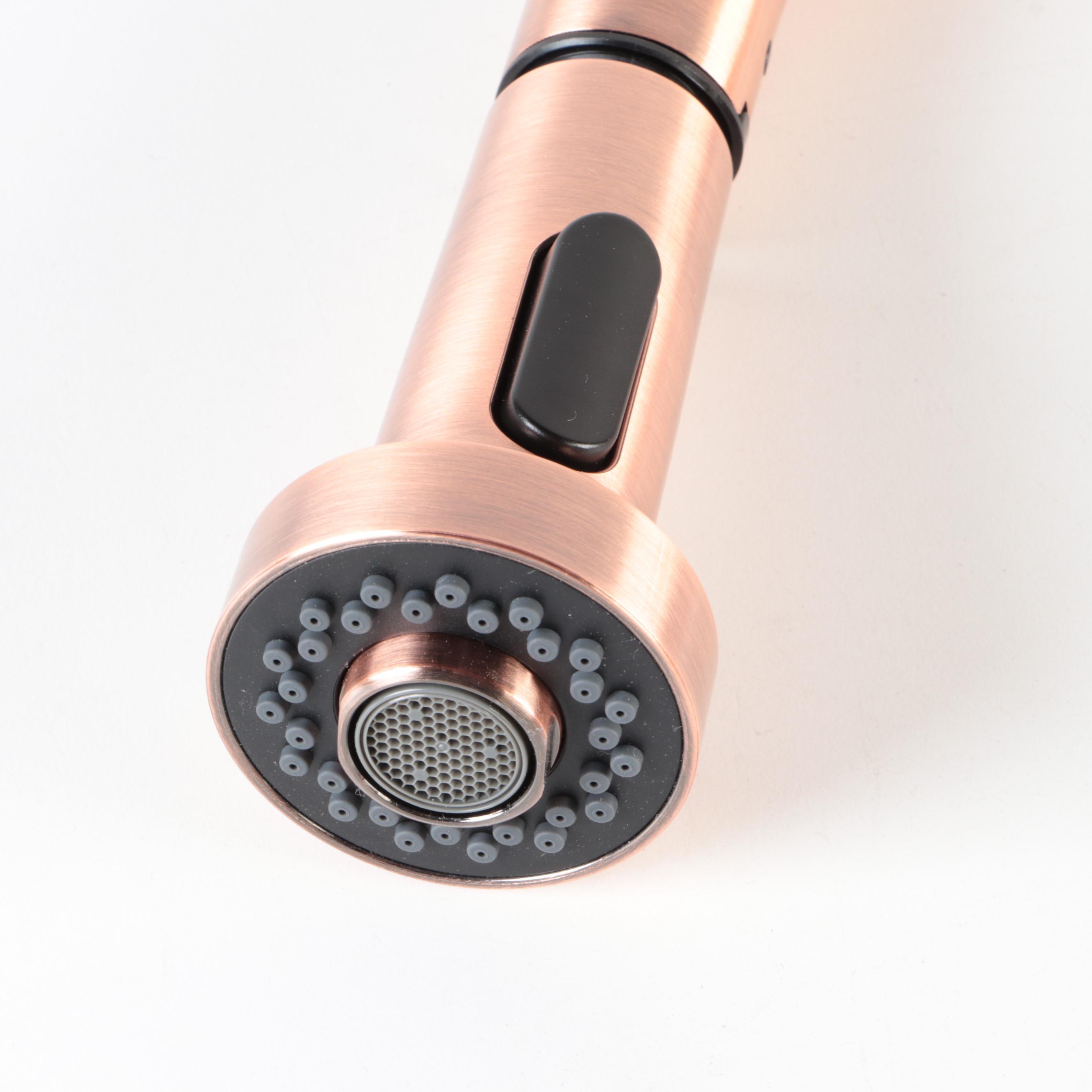 Antiqued Copper Finish Pull-Down Kitchen Faucet with Basket Strainer