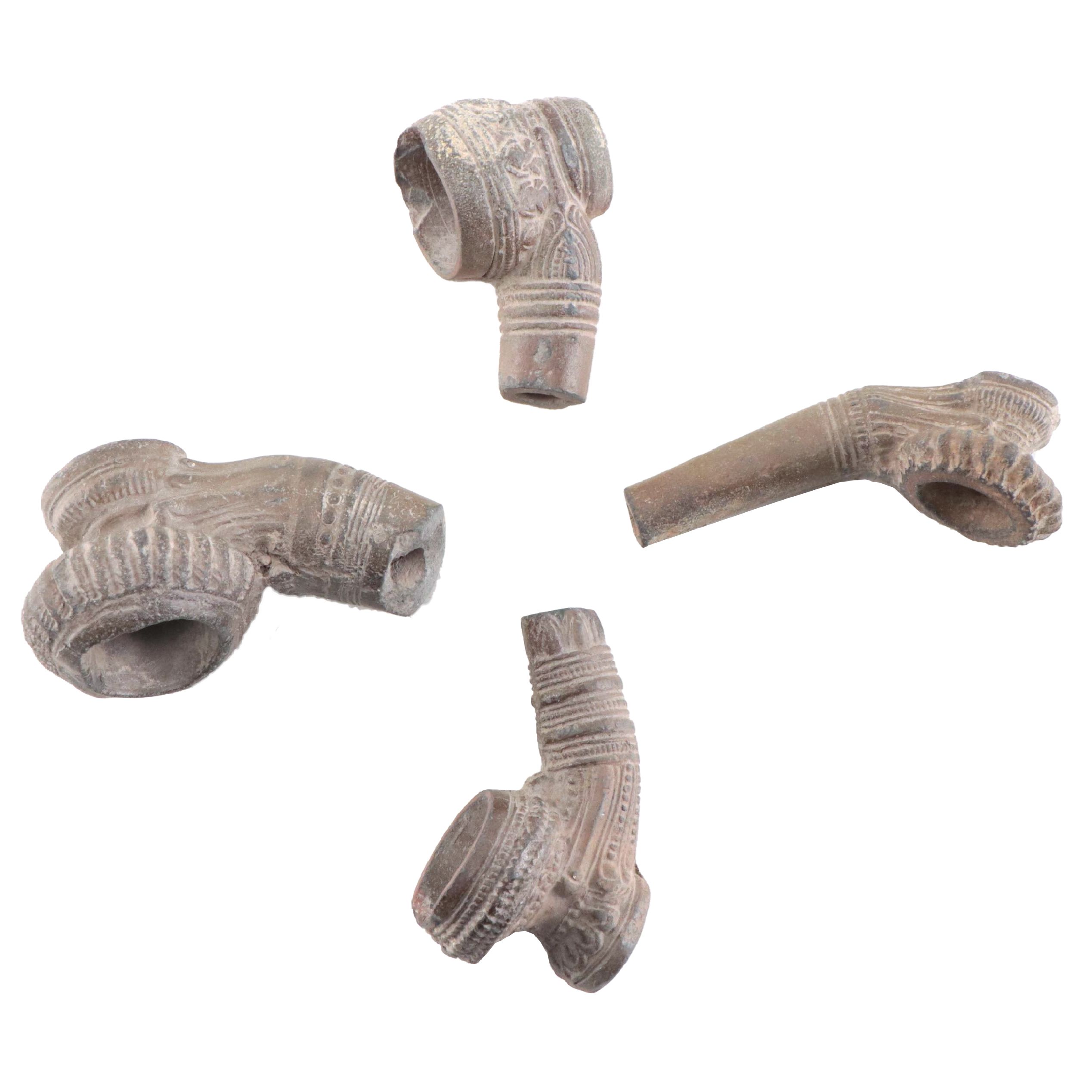 Laotian Khmer Stoneware Pipe Bowls, Circa 1300