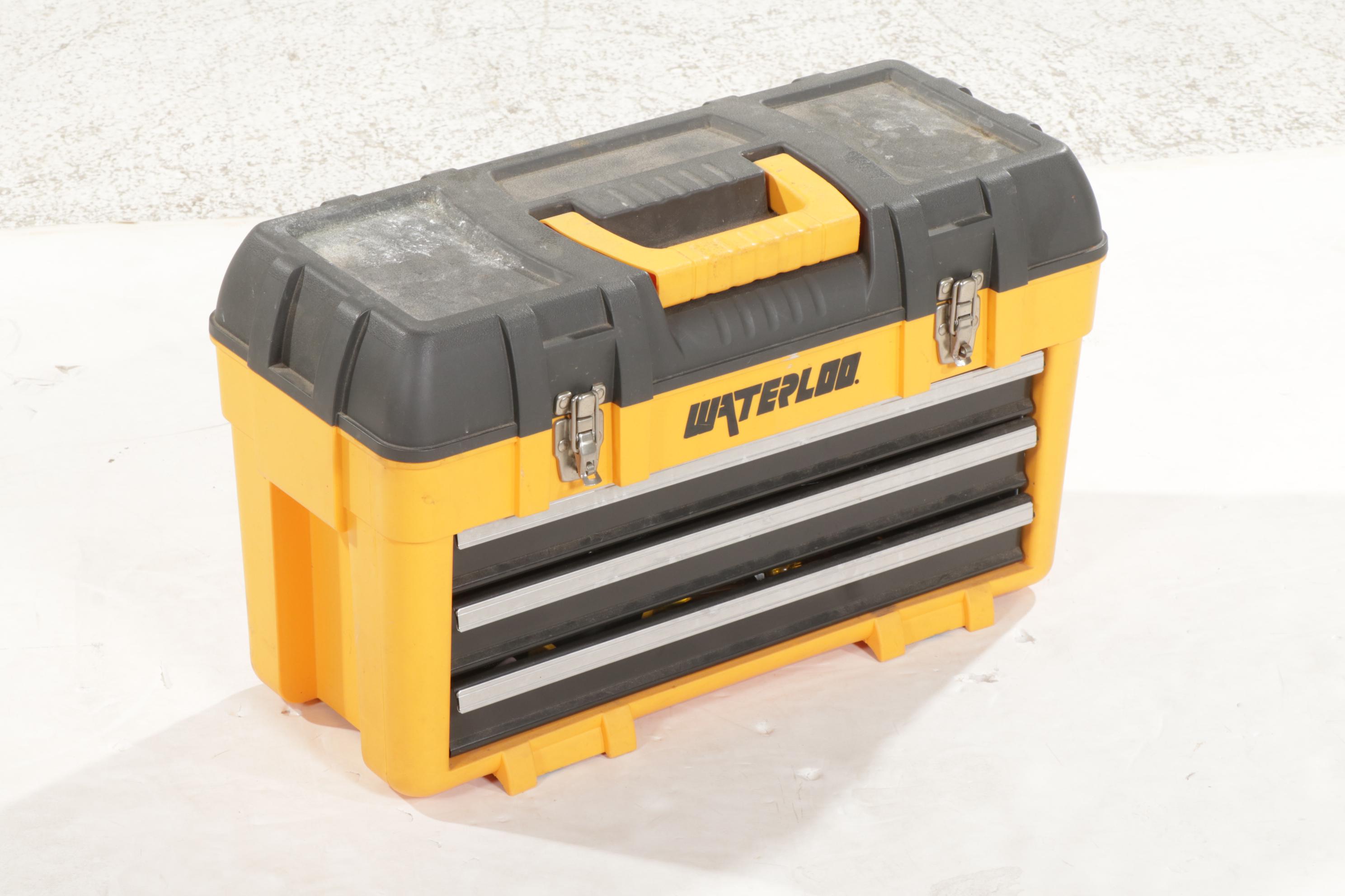 Waterloo Lift-Top and Three-Drawer Portable Tool Chest with Assorted Tools