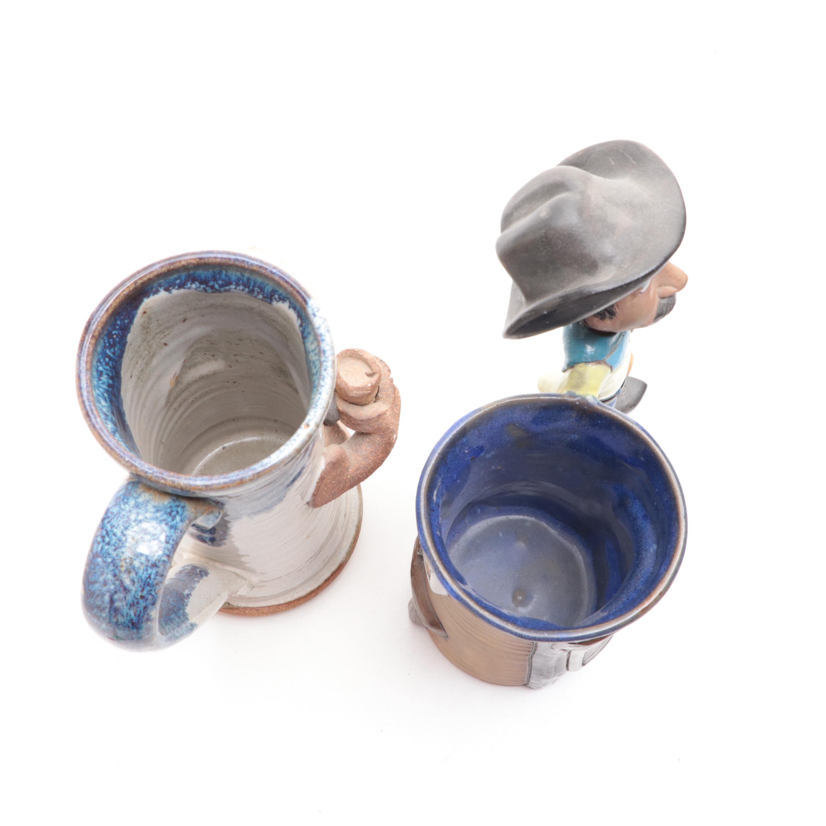 Studio Pottery Character Mugs and Figurine