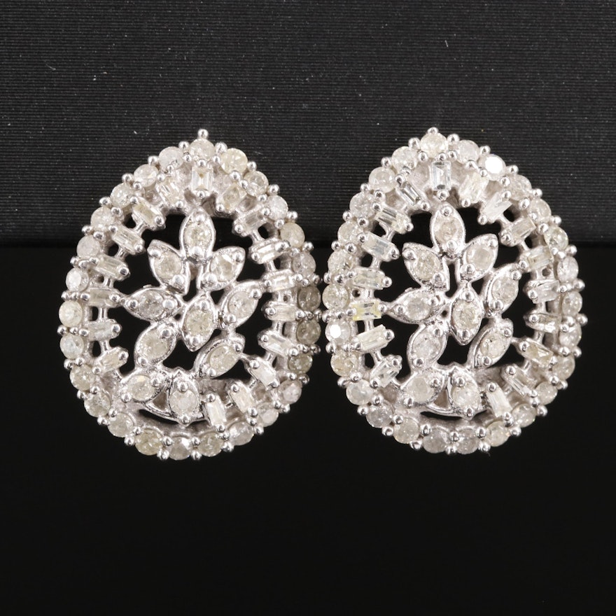 Sterling and Diamond Drop Earrings