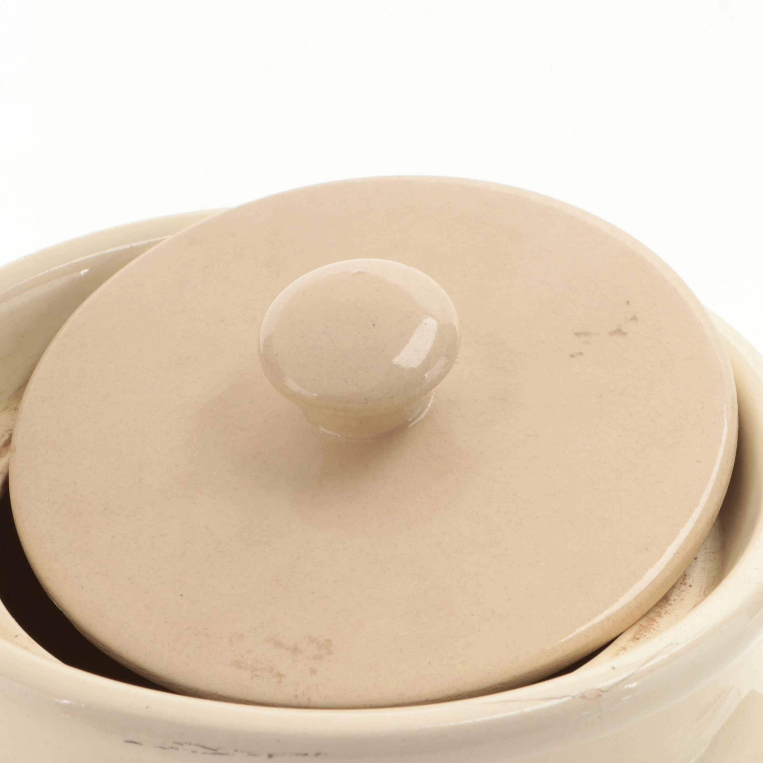 Blue Banded Creamware Wine Cooler