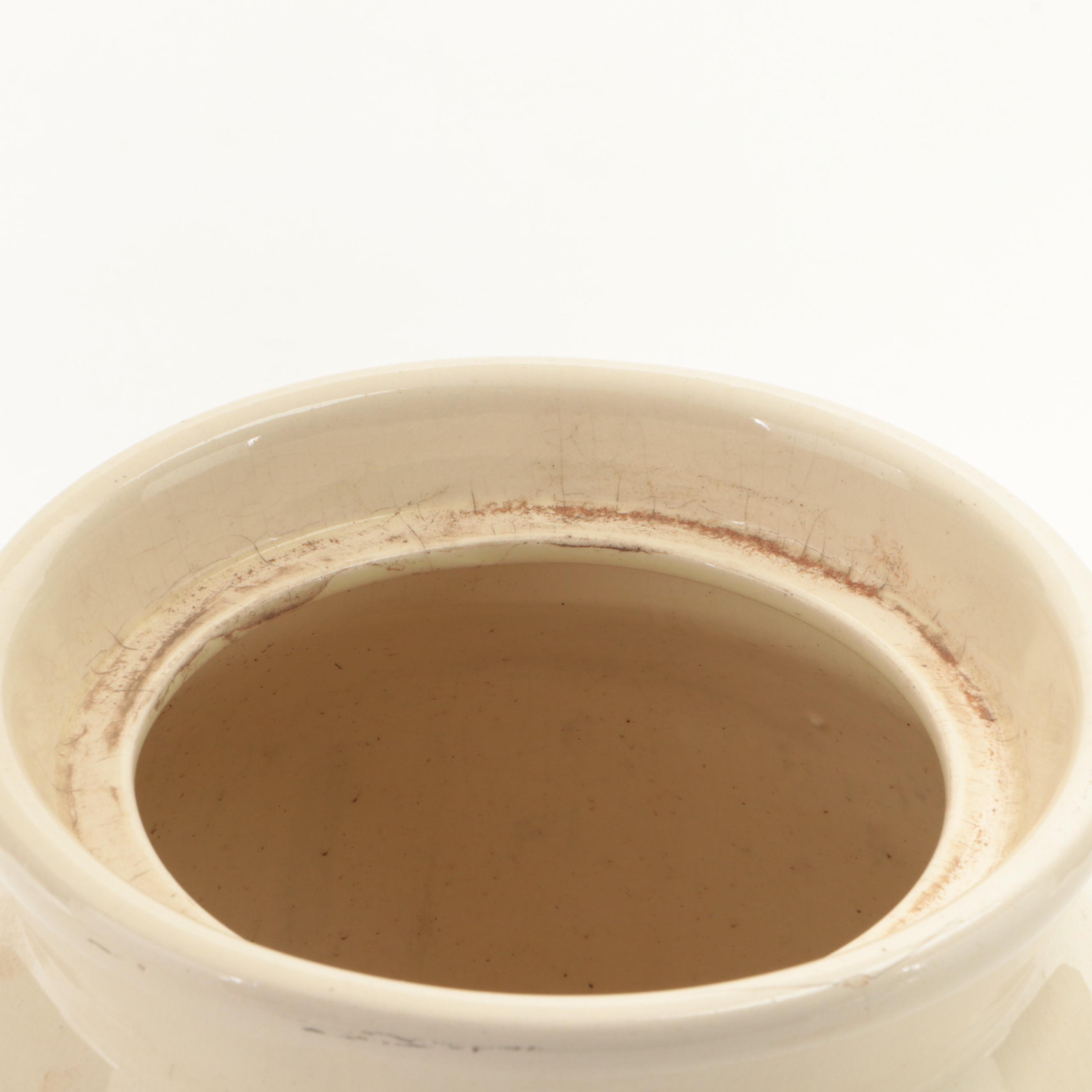 Blue Banded Creamware Wine Cooler