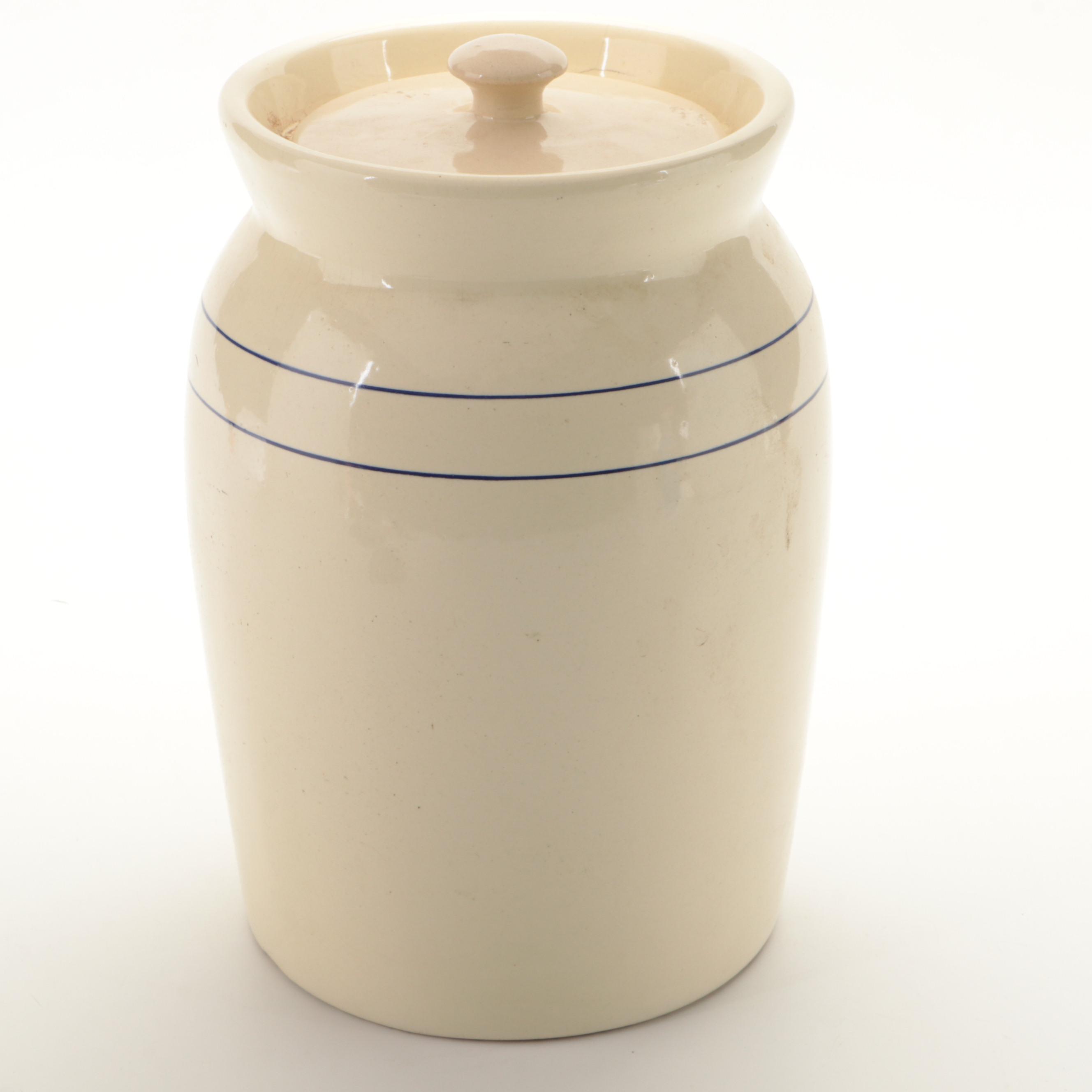 Blue Banded Creamware Wine Cooler