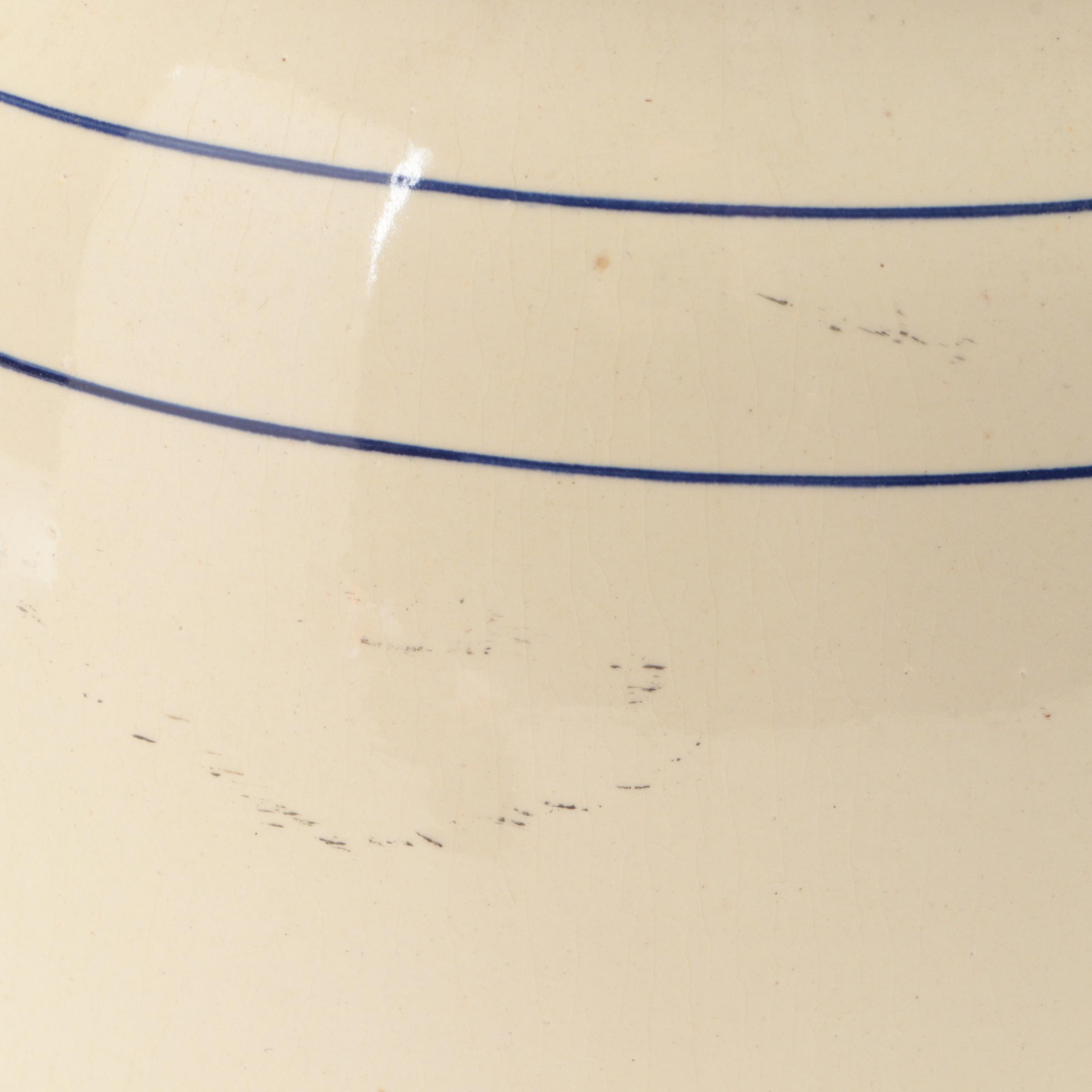 Blue Banded Creamware Wine Cooler