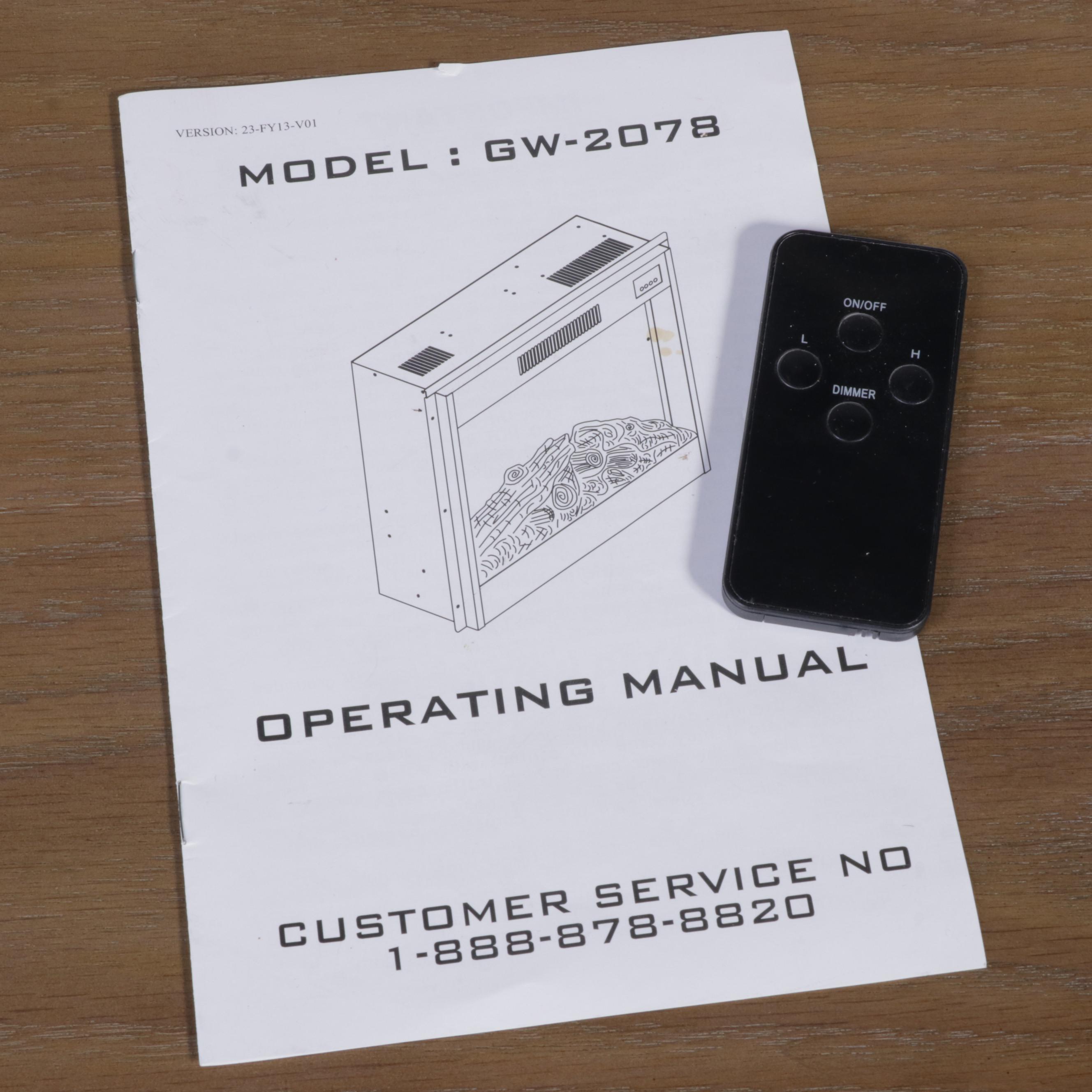 Great World Ltd. "Model GW-2078" Oak-Finished Electric Fireplace