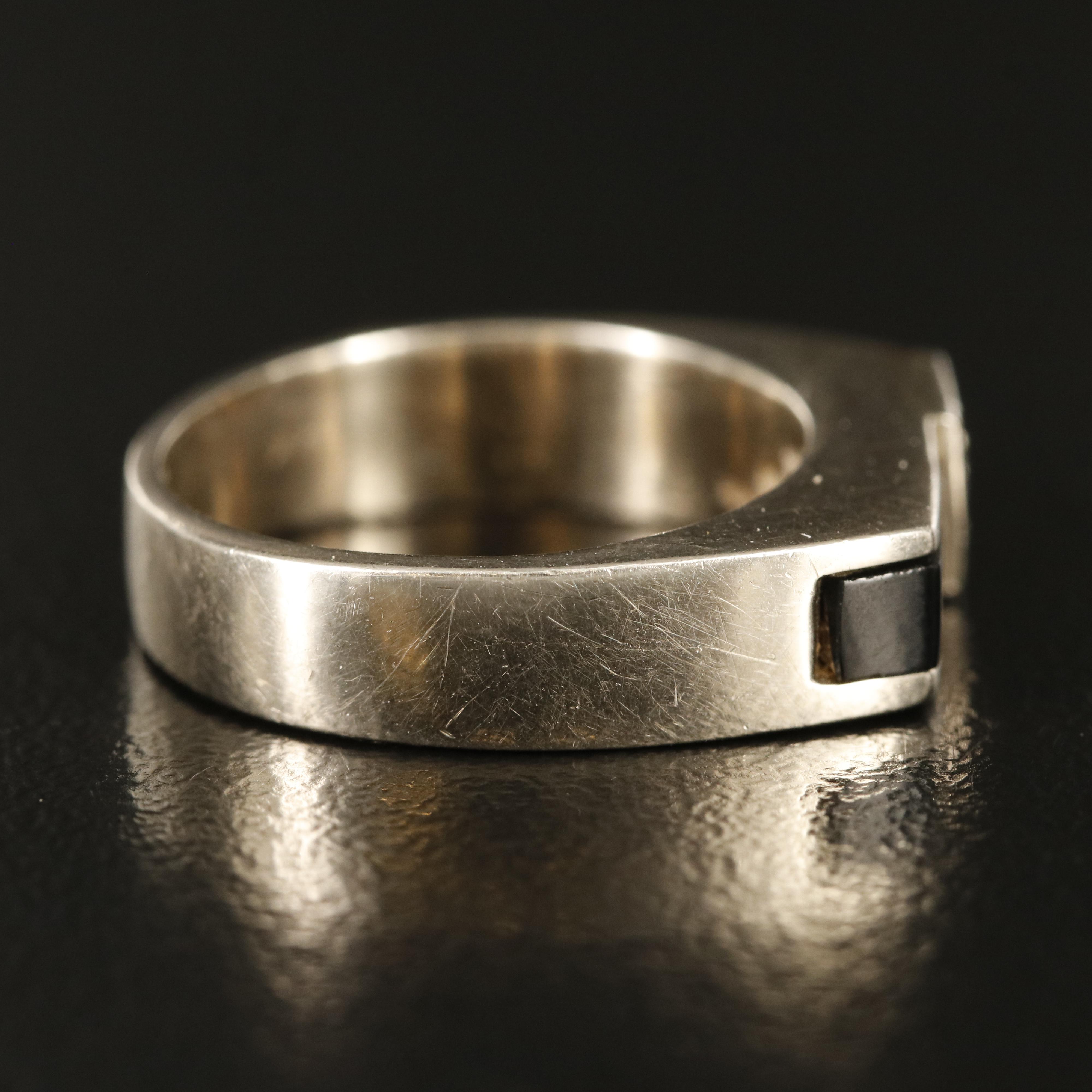 14K Diamond and Black Onyx Asymmetrical Ring