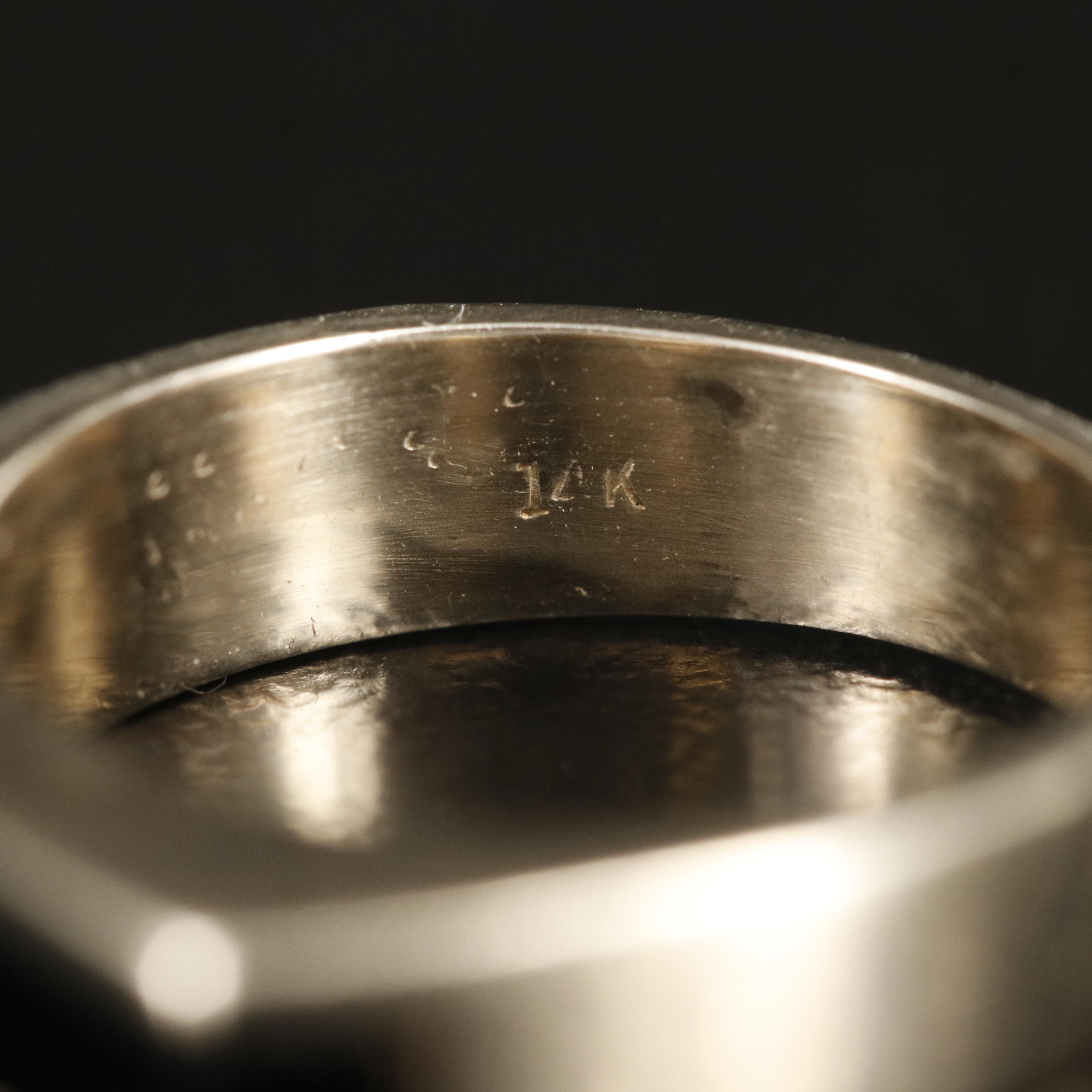 14K Diamond and Black Onyx Asymmetrical Ring