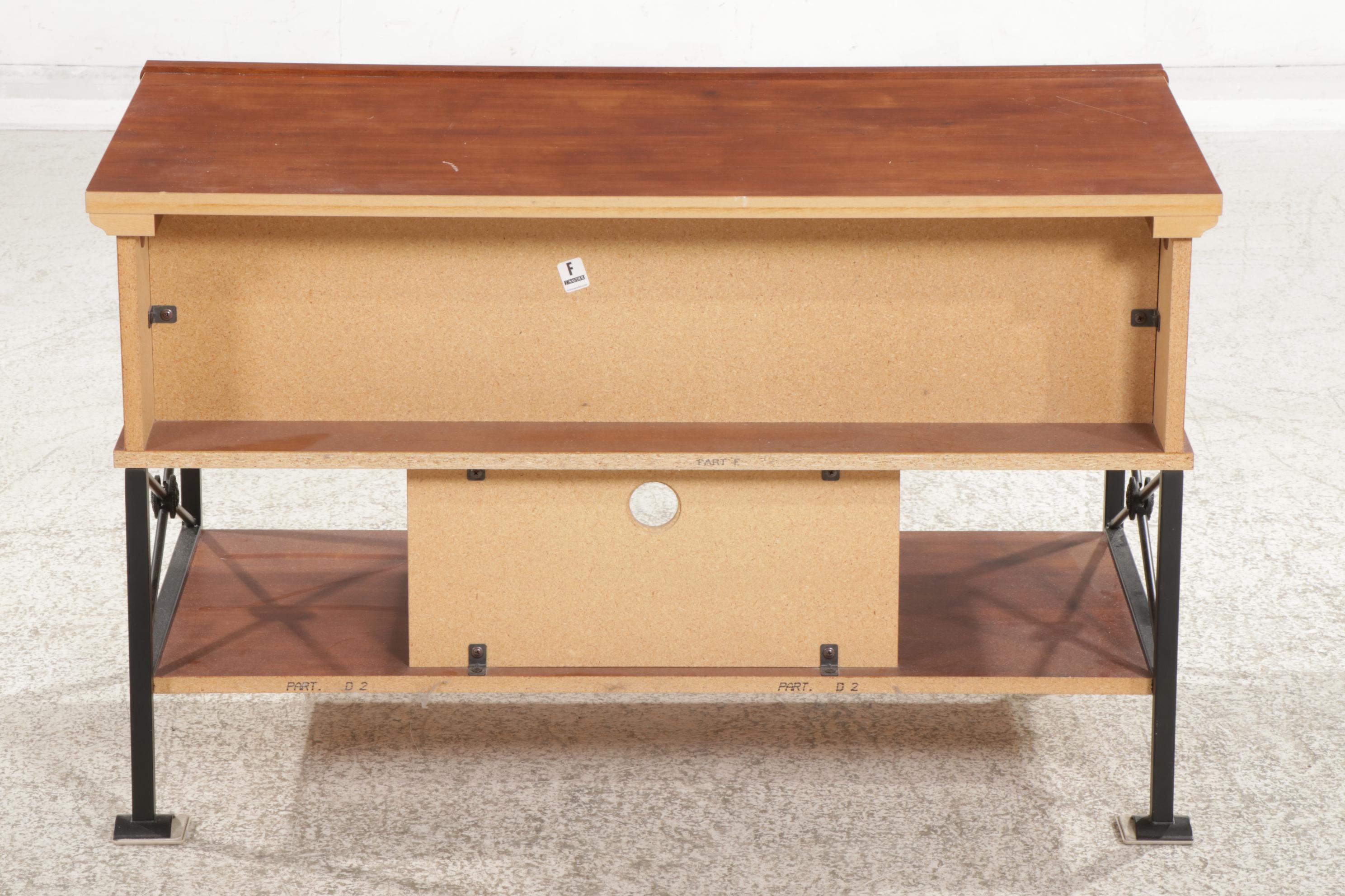 Sauder Wood-Stained and Metal Single-Drawer Tiered Television Stand